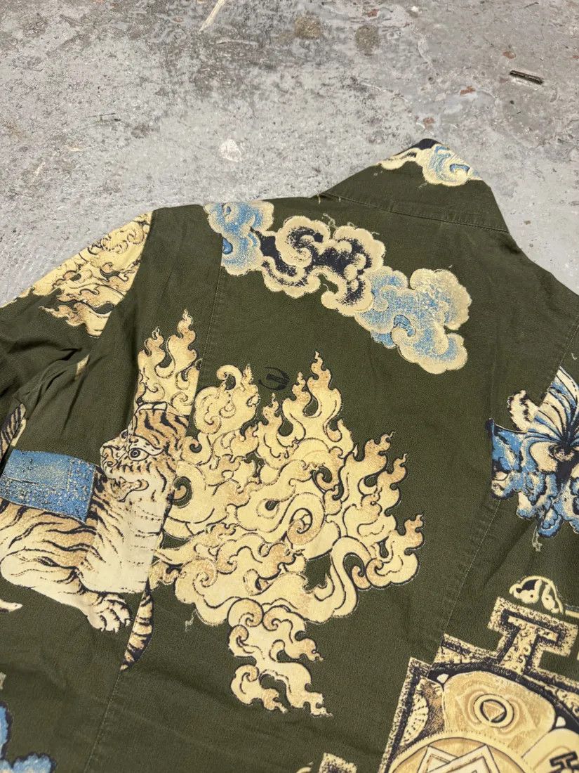 Designer × Just Cavalli × Vintage AW2003 Cavalli Asian World Green Contemporary Fire Shirt Size XS / US 0-2 / IT 36-38 - 9 Thumbnail