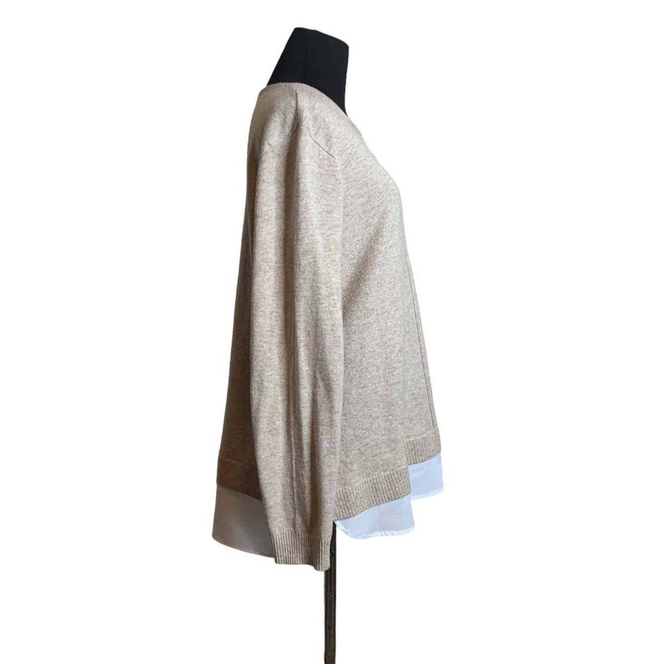 Calvin Klein Calvin Klein beige long sleeves layered sweater size Large Size L / US 10 / IT 46 - 6 Thumbnail