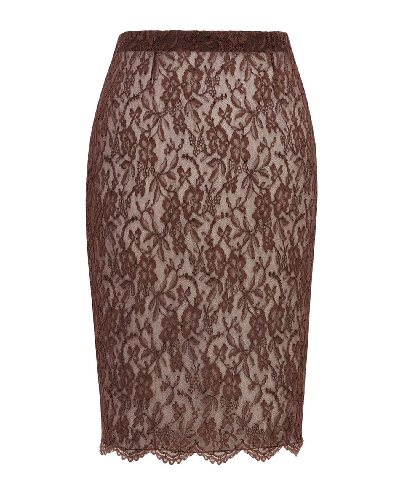 Saint Laurent Paris o1bcso1str0426 Lace Pencil Skirt in Brown Size 28" / US 6 / IT 42 - 1 Thumbnail