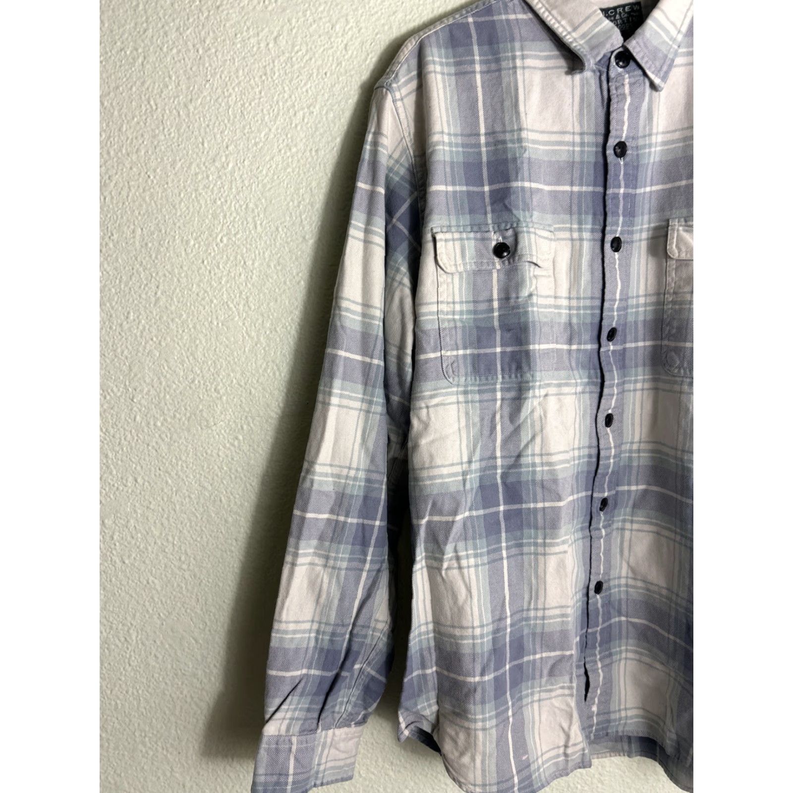 J.Crew J.CREW Mens Button-Up Shirt Plaid Cotton Long Sleeve Blue White Multicolor L Regular Shirt Womens? Size US L / EU 52-54 / 3 - 2 Thumbnail