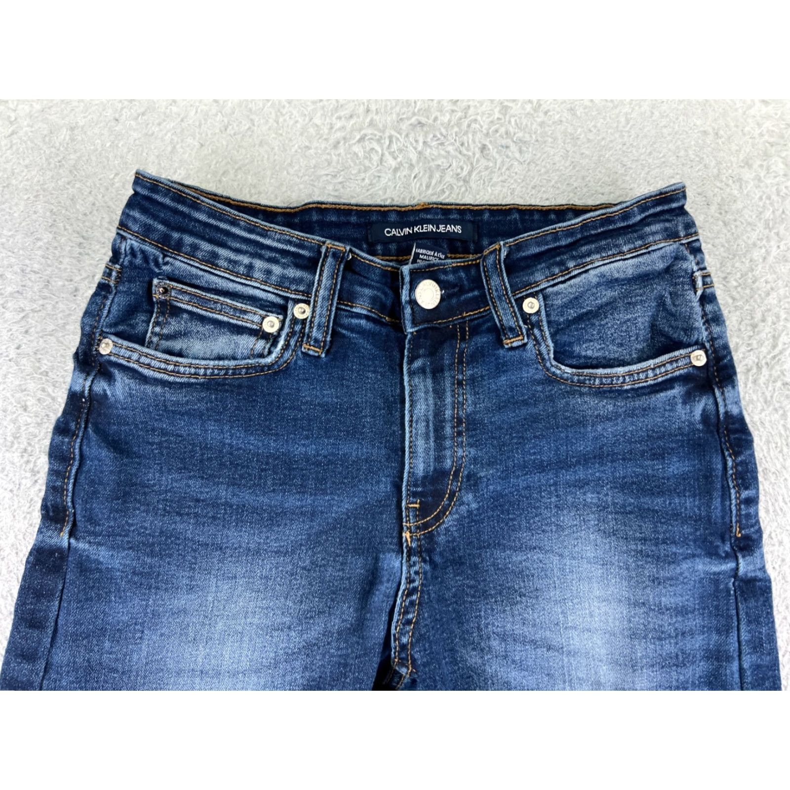Calvin Klein Calvin Klein Jeans Women Blue Denim Straight Leg 26x30 Distressed 5-Pocket Regular Waist Cotton Blend Jeans Size 26" / US 2 / IT 38 - 4 Thumbnail
