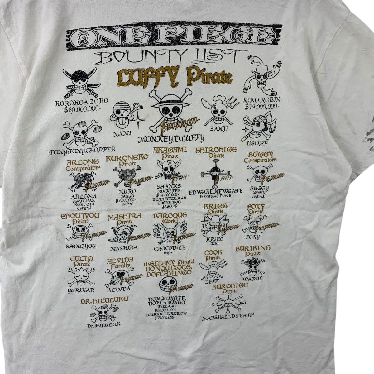 One Piece ONE PIECE ANIME Bounty List Luffy Pirates King Tee Shirt Size US M / EU 48-50 / 2 - 6 Thumbnail