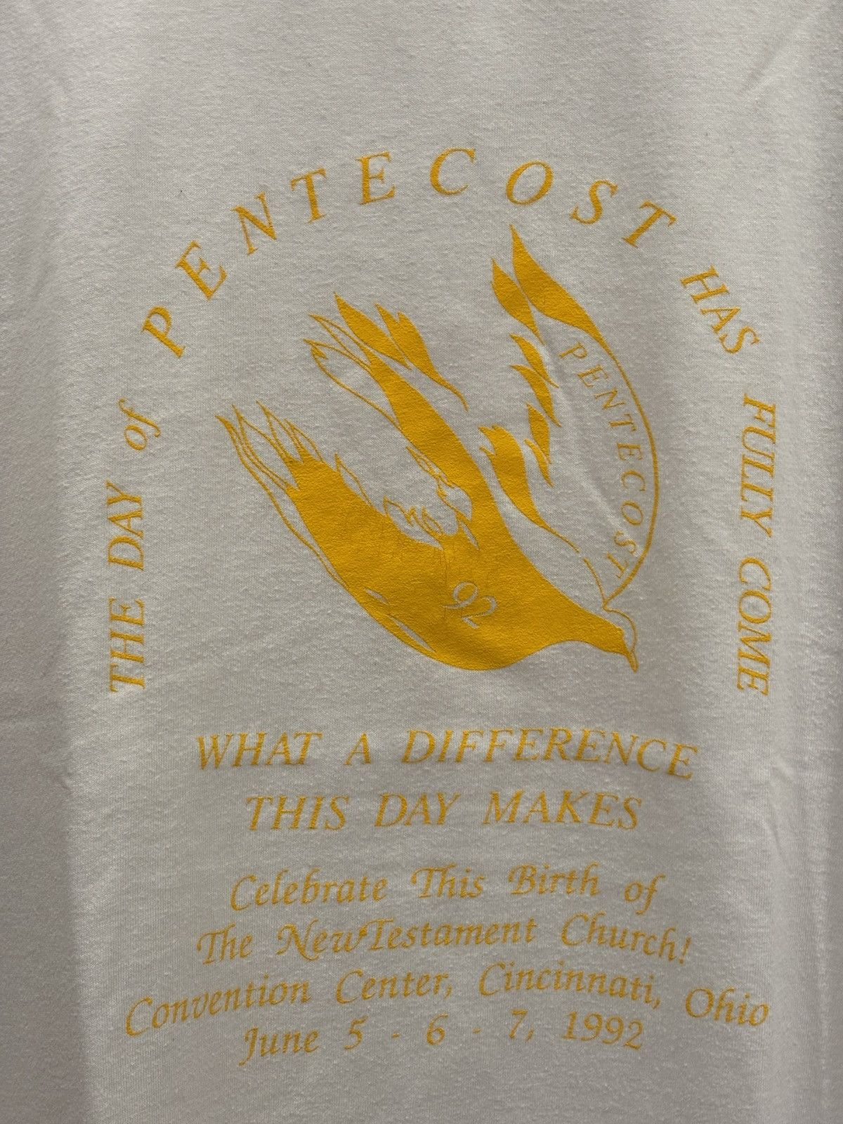 Jerzees Vtg 90’s Jesus Pentecost Dove Tee New Testament Church Sz: L Size US L / EU 52-54 / 3 - 1 Thumbnail