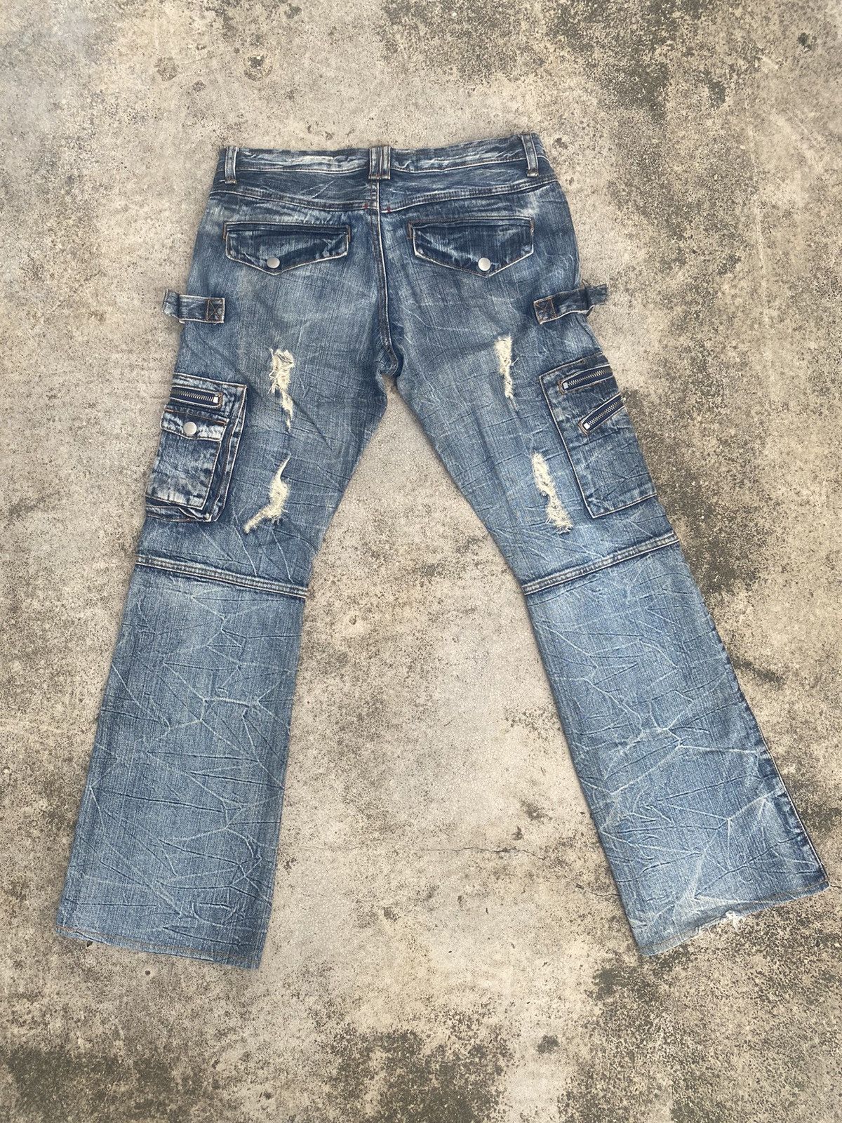 If Six Was Nine × Japanese Brand Flare Jeans Semantic Design Cargo Multipocket Bootcut Size US 33 - 15 Thumbnail
