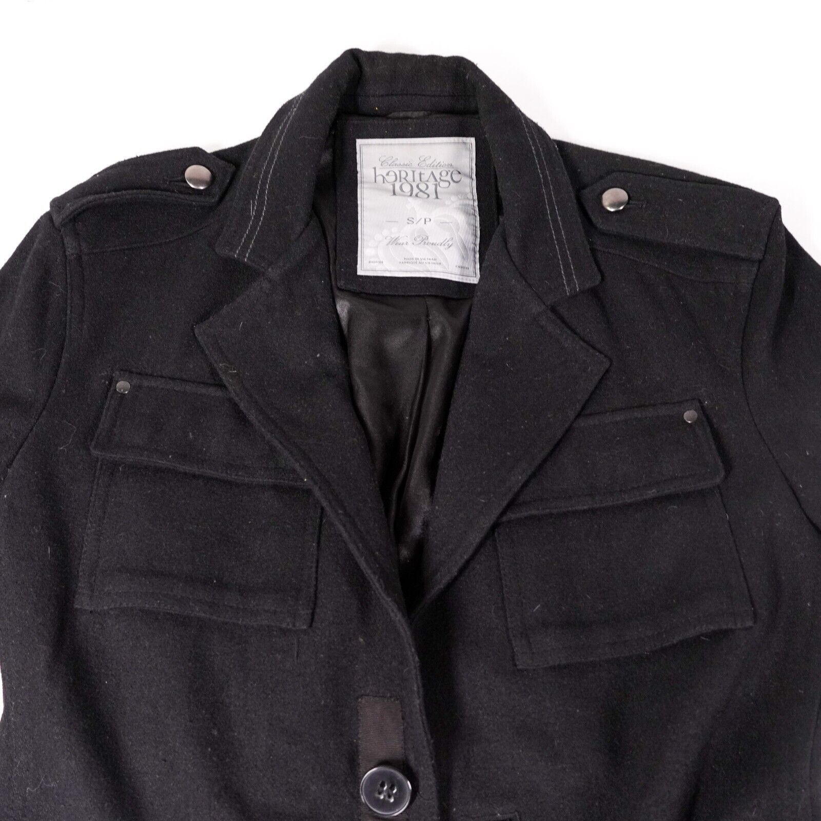 Other Heritage 1981 Button Up Pea Coat Winter Jacket Small Black Size S / US 4 / IT 40 - 5 Thumbnail