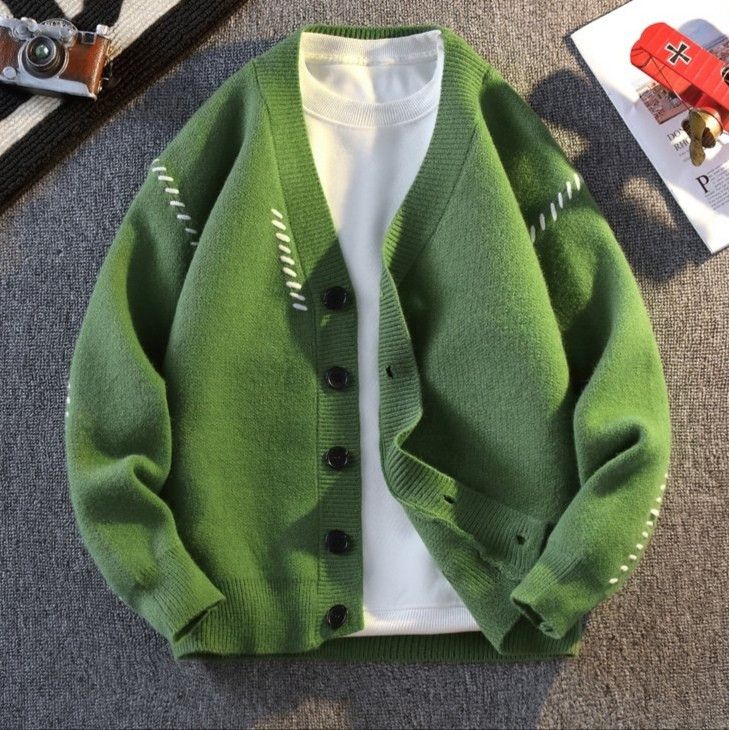 Japanese Brand Patchwork Loose Knitted Cardigan Size US XXL / EU 58 / 5 - 2 Thumbnail