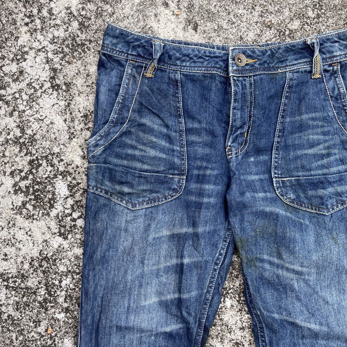 Japanese Brand Vintage In The Groove Buckle Belt Denim Jeans Size US 34 / EU 50 - 3 Thumbnail