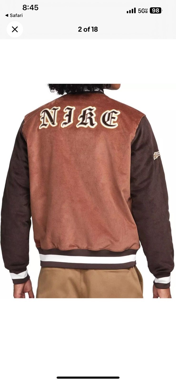 Nike NIKE Varsity Bomber Jacket Large Mens Letterman Patch Snap Size US XL / EU 56 / 4 - 10 Thumbnail