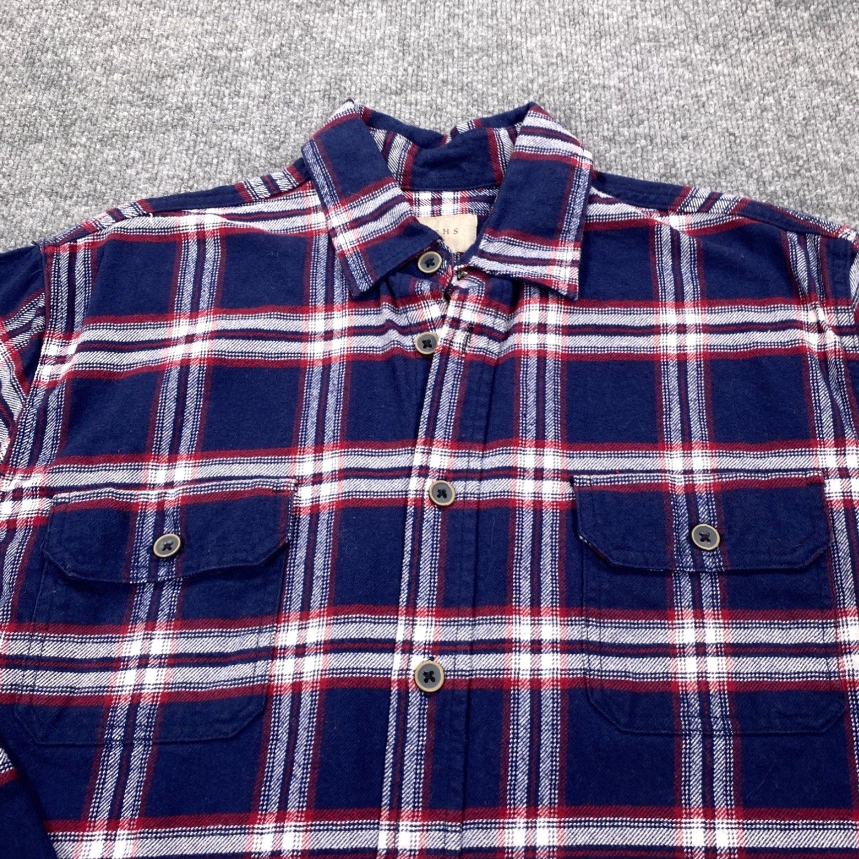 Vintage JACHS Flannel Shirt Mens Large Navy Red Plaid Button Up Long Sleeve Heavy Navy Blue Red White Button-Up Casual Workwear Outdoor 90s Collegiate Mens Size US L / EU 52-54 / 3 - 2 Thumbnail