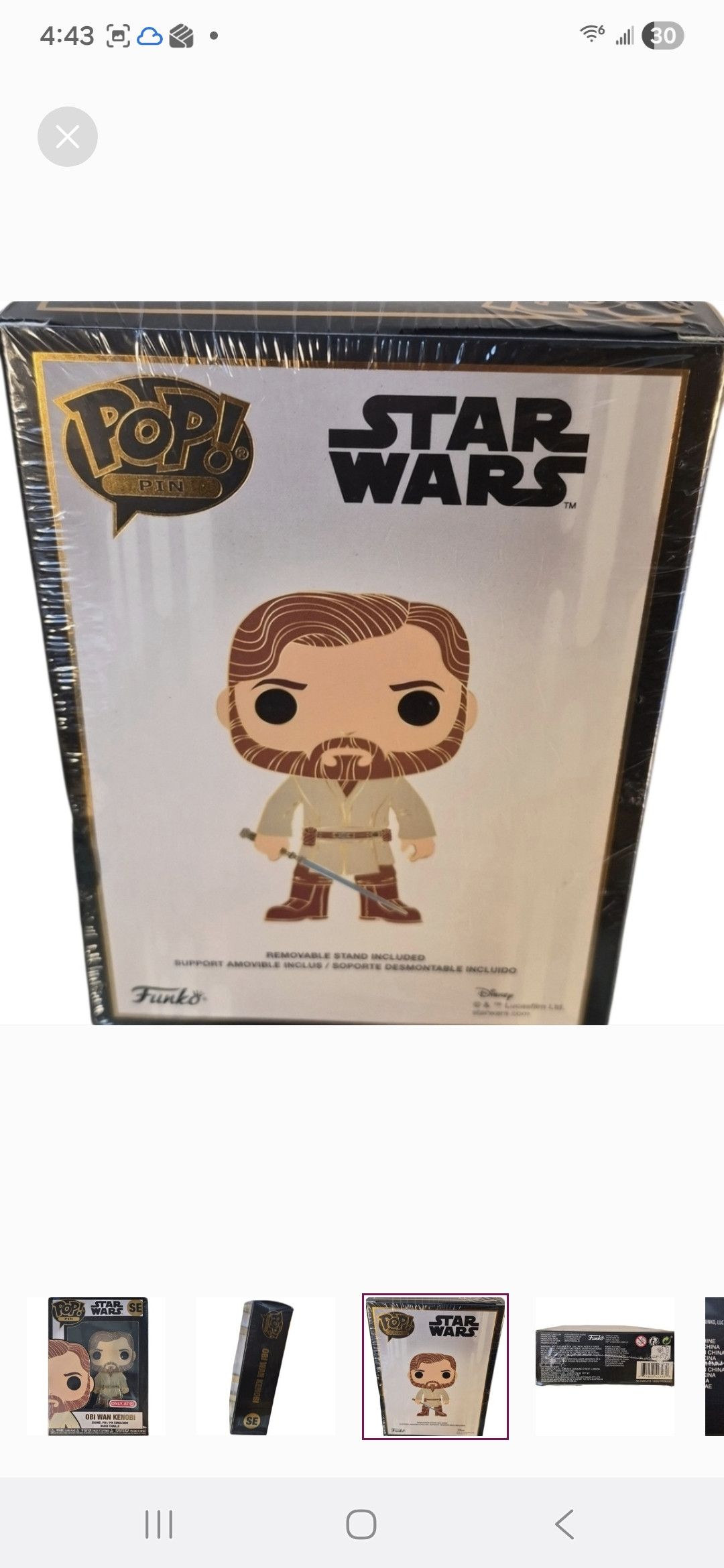 Other Funko × Star Wars POP PIN Obi Wan Kenobi Enamel Pin Size ONE SIZE - 2 Thumbnail