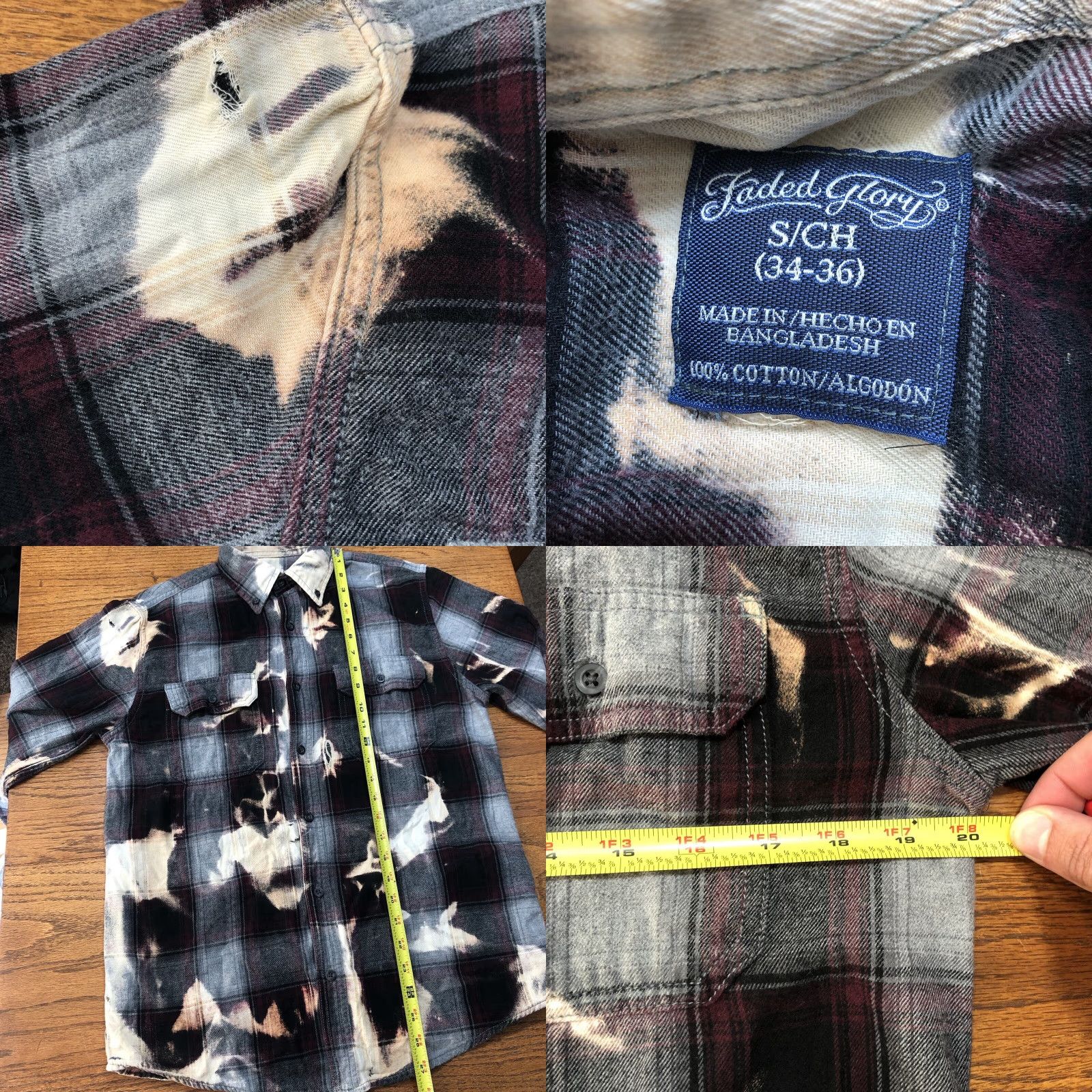 Faded Glory Faded Glory Flannel Biker Skeleton Tie Dye Acid Wash Plaid Shirt Mens S Brown Size US S / EU 44-46 / 1 - 9 Thumbnail