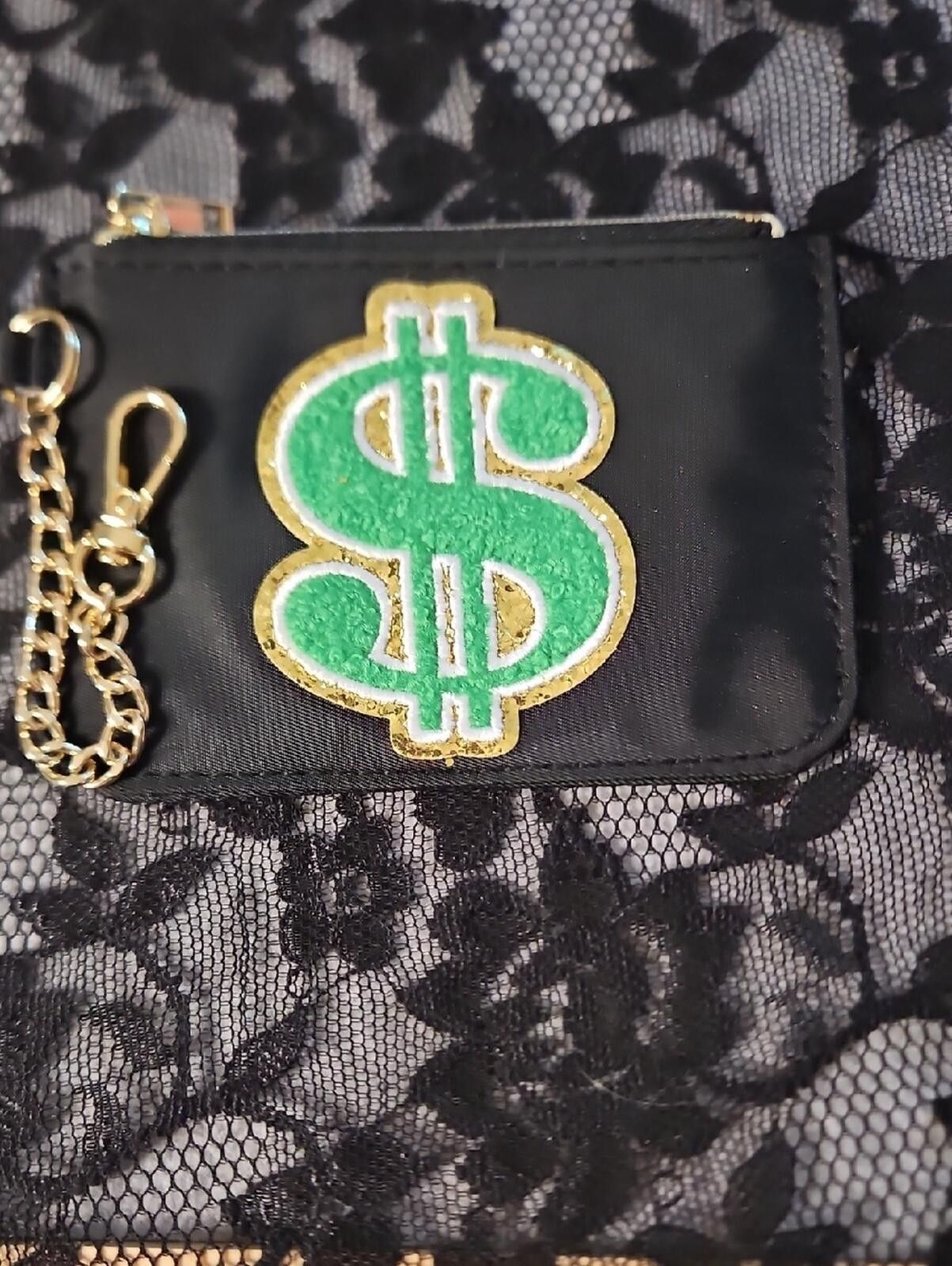 Other Black Wallet Cardholder with Green Dollar Patch Size ONE SIZE - 1 Thumbnail