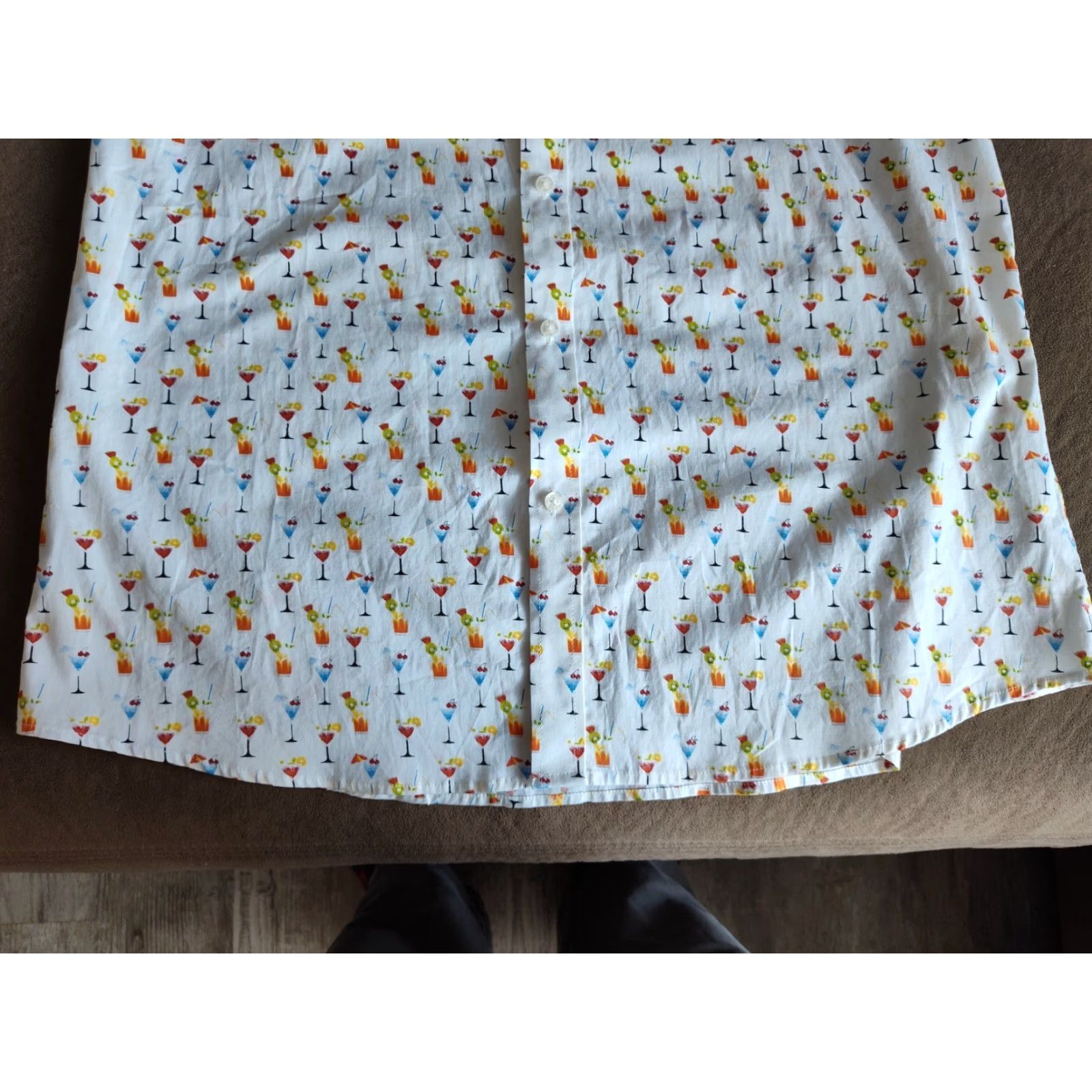 Nicole Miller NICOLE MILLER Studio Button-Up Shirt Mens Short Sleeve Cocktail Print 2XL White Mixed Drinks Size US XXL / EU 58 / 5 - 2 Thumbnail