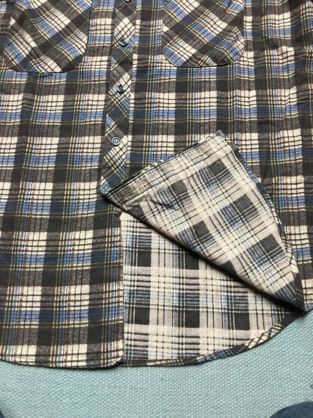 Vintage Vtg 80s flannel shirt brushed cotton blend plaid XL Size US XL / EU 56 / 4 - 2 Thumbnail
