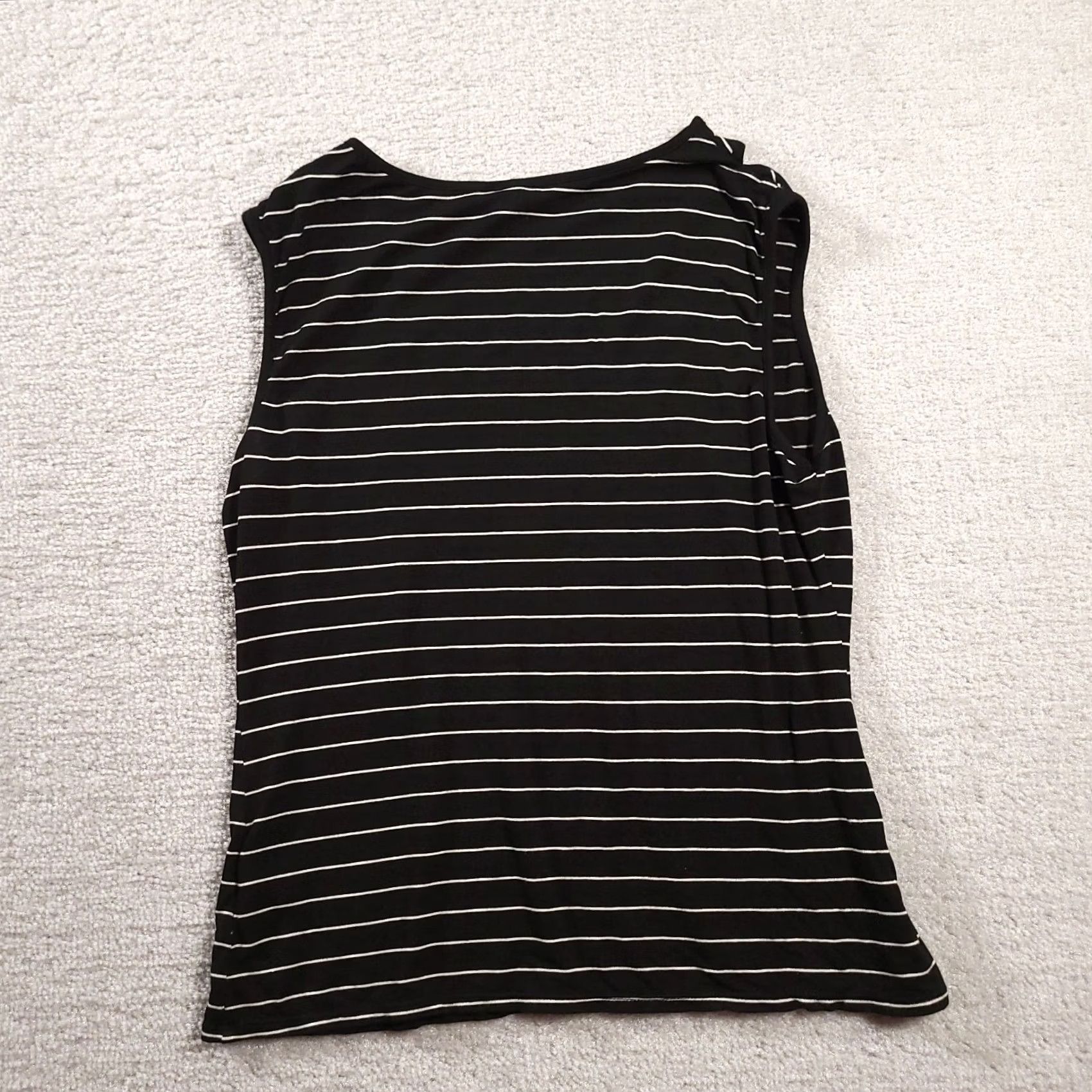 Vintage Max Studio Womens Tank Top M Black White Striped Cutout Stretch Shirt Size M / US 6-8 / IT 42-44 - 7 Thumbnail