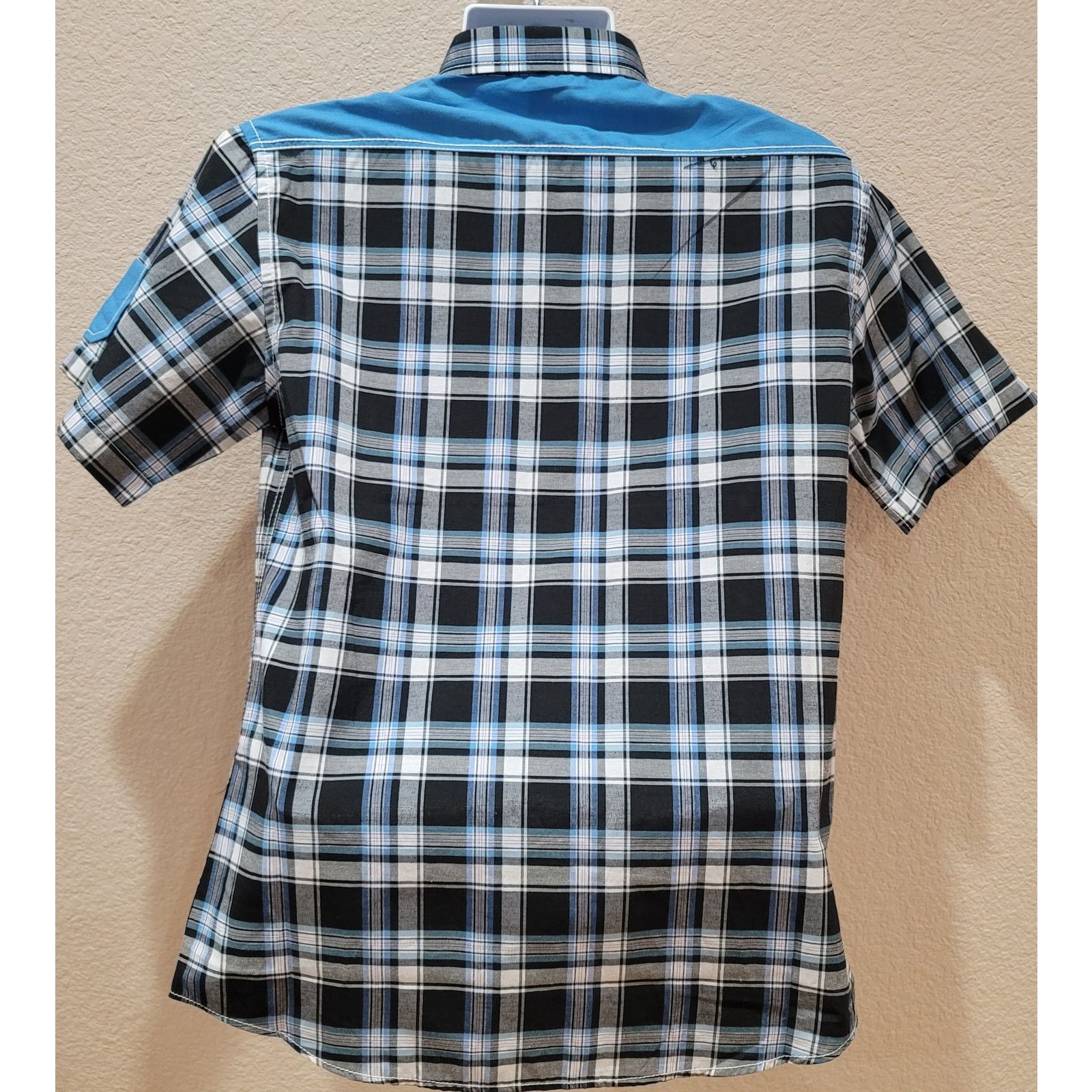 Other Blue Black Plaid Short Sleeve Button Up Men's Shirt Small Size US S / EU 44-46 / 1 - 3 Thumbnail