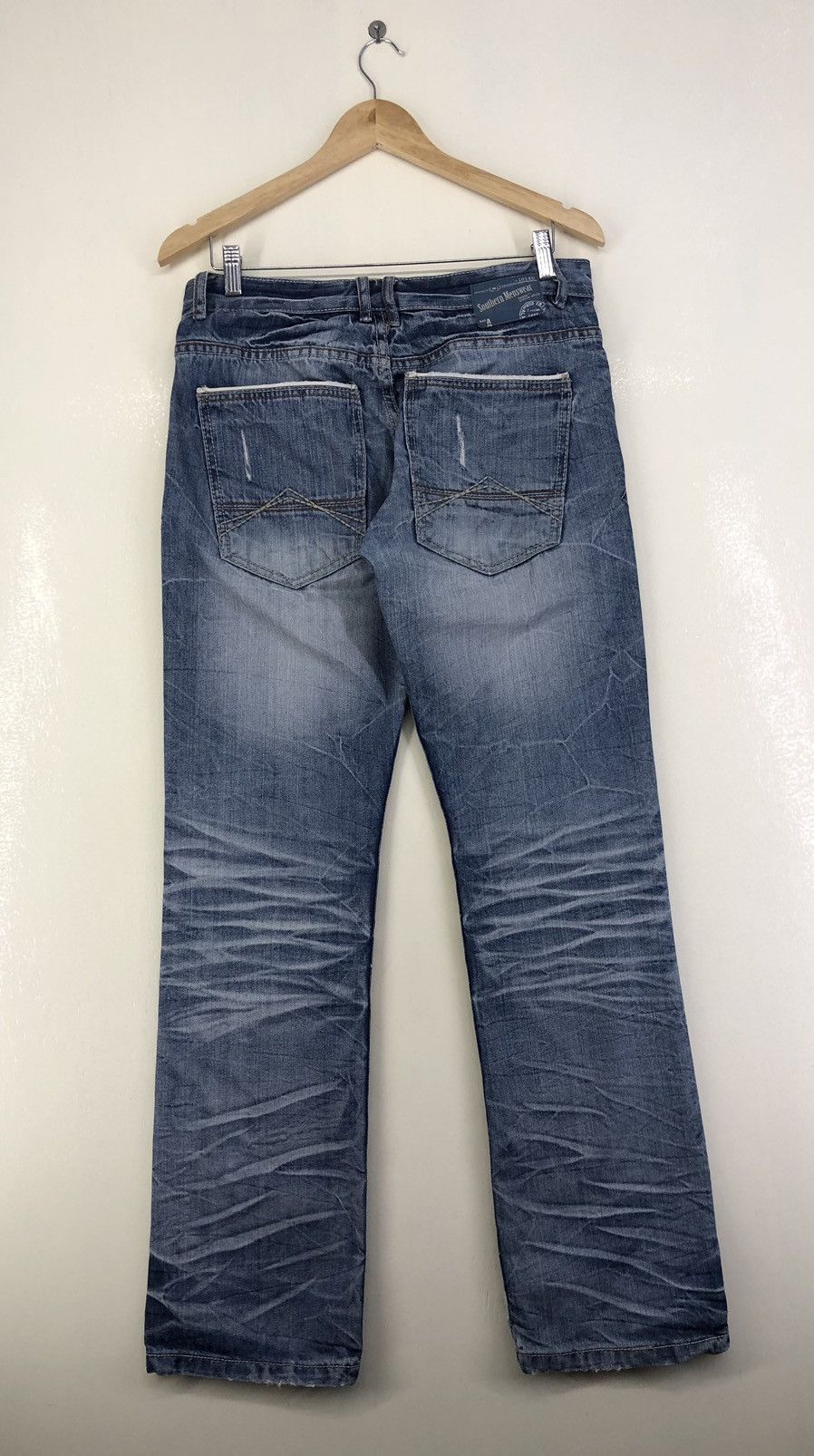 Japanese Brand Southern Menswear Distressed Faded Blue Jeans Size US 31 - 2 Thumbnail