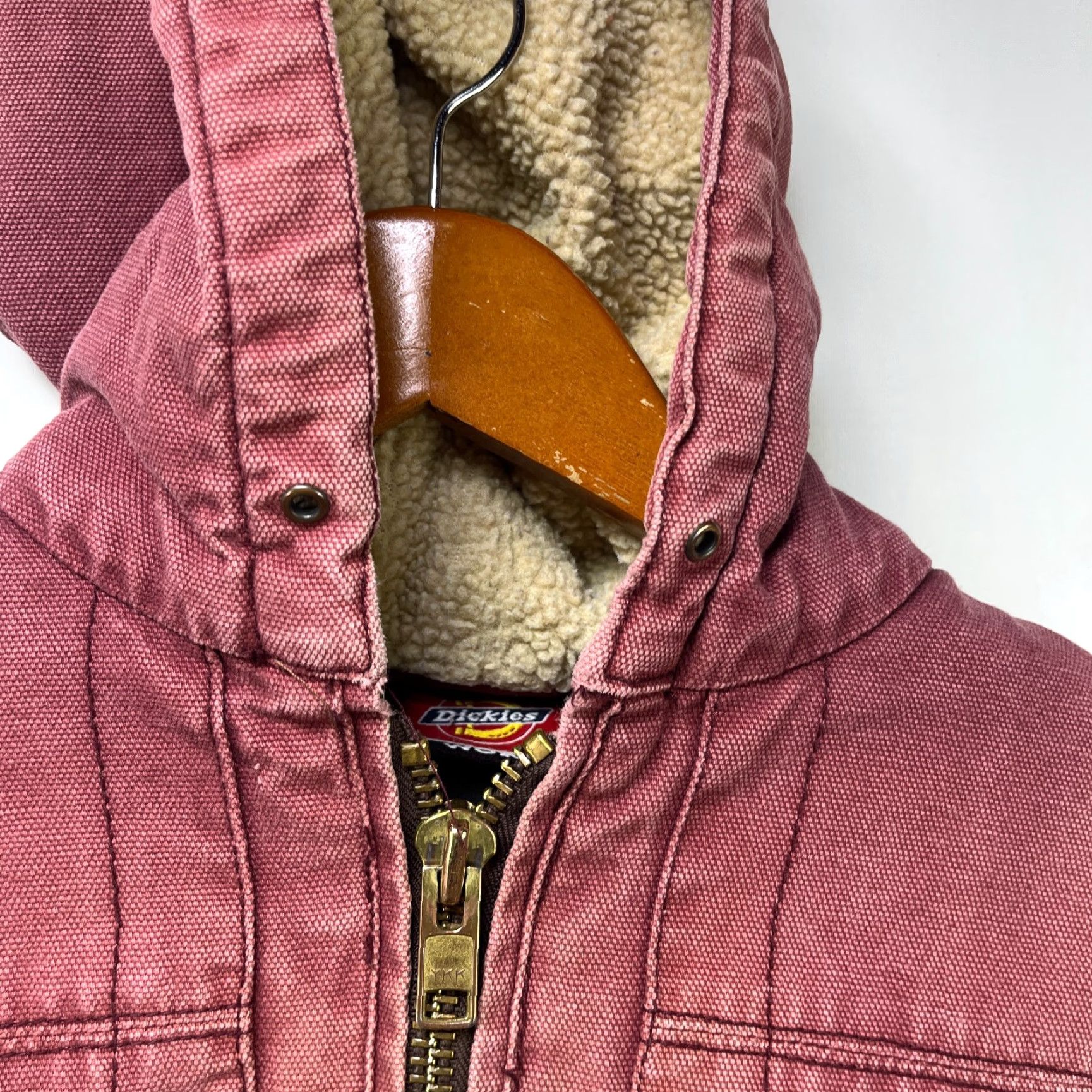 Dickies VINTAGE Dickies Hooded Sherpa Jacket Womens 9 Salmon Size M / US 6-8 / IT 42-44 - 3 Thumbnail