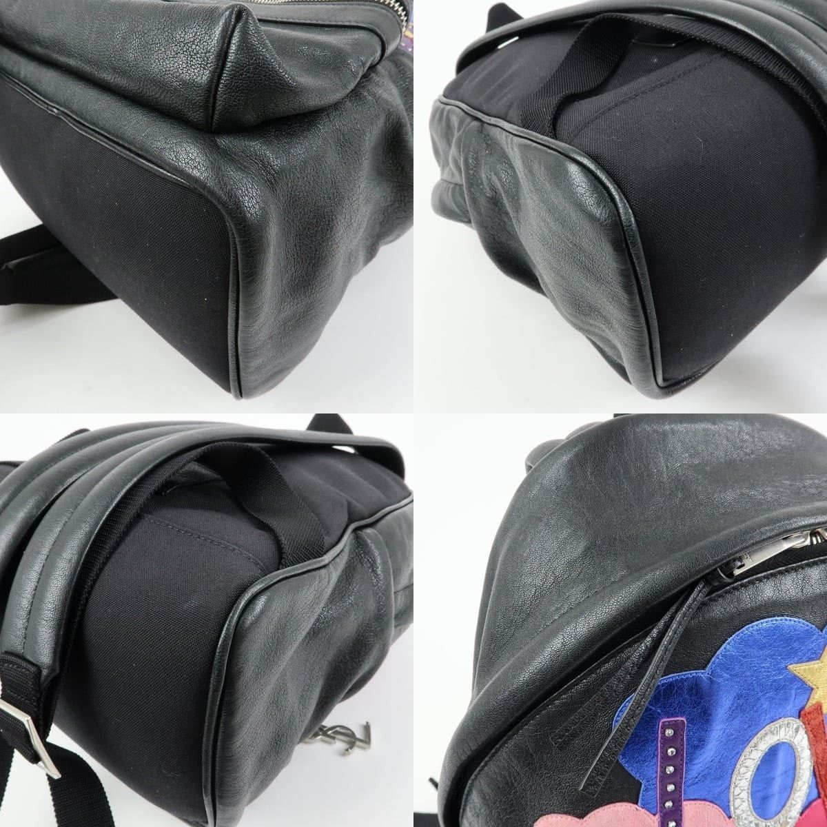 Saint Laurent Paris Saint Laurent City Love Patch Calfskin Backpack Black Size ONE SIZE - 5 Thumbnail