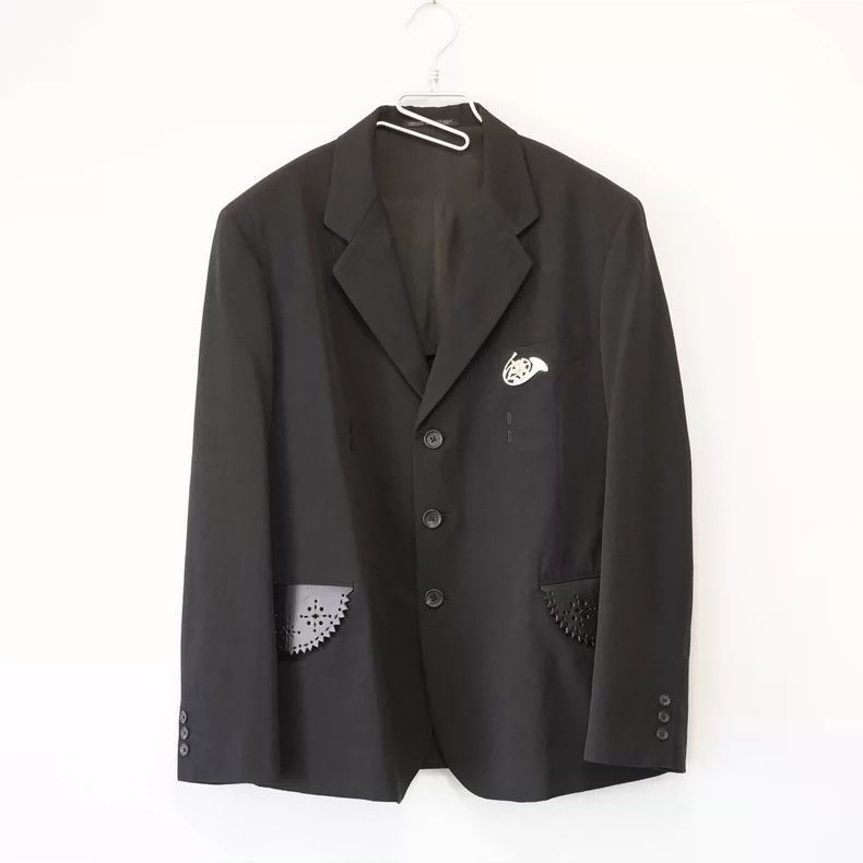 Yohji Yamamoto Yohji Yamamoto Black Leather Trim Jacket-2505 Size US M / EU 48-50 / 2 - 1 Thumbnail