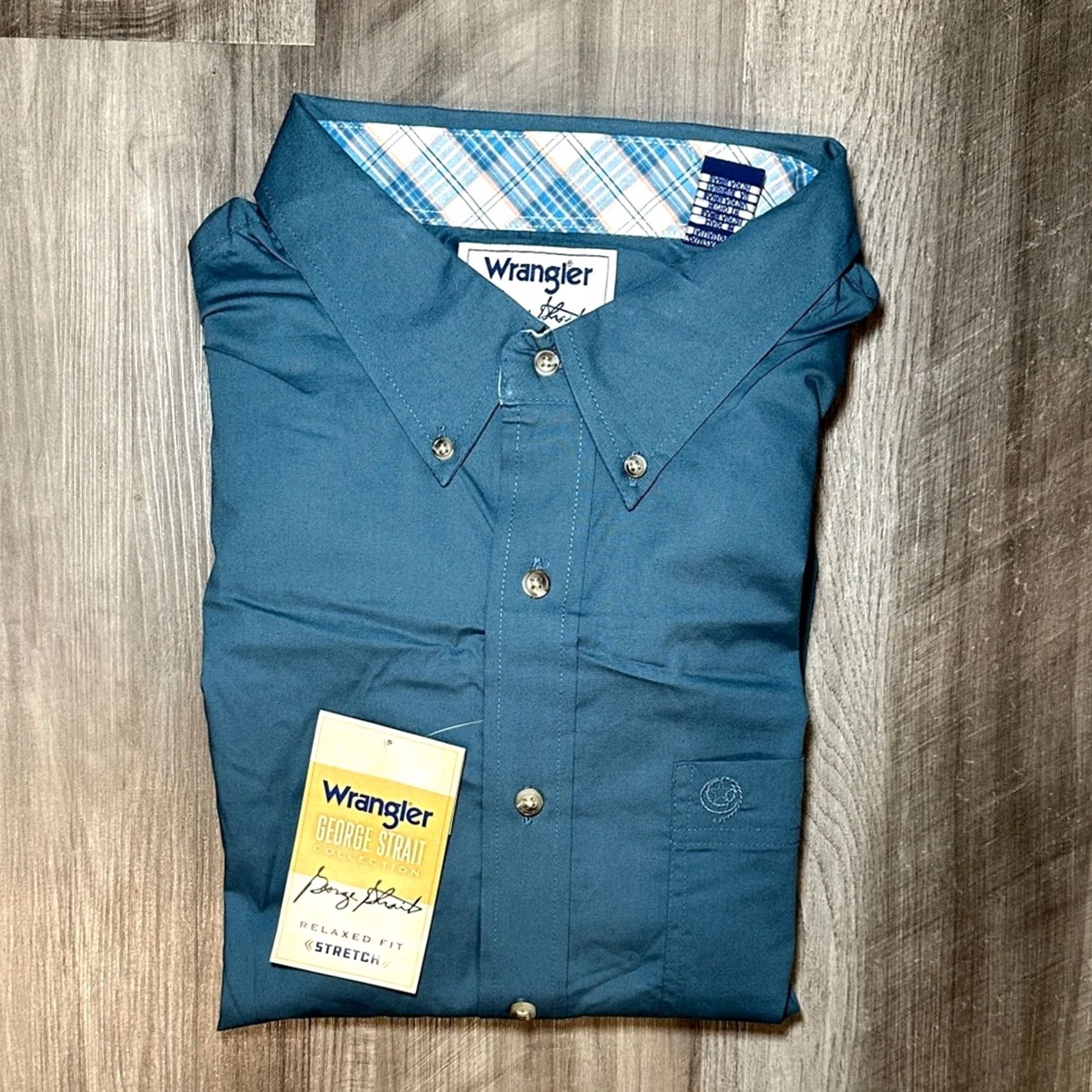 Wrangler Wrangler George Strait Collection Stretch Long Sleeve Button Down Shirt 2XLT Men Blue Size US XXL / EU 58 / 5 - 2 Thumbnail