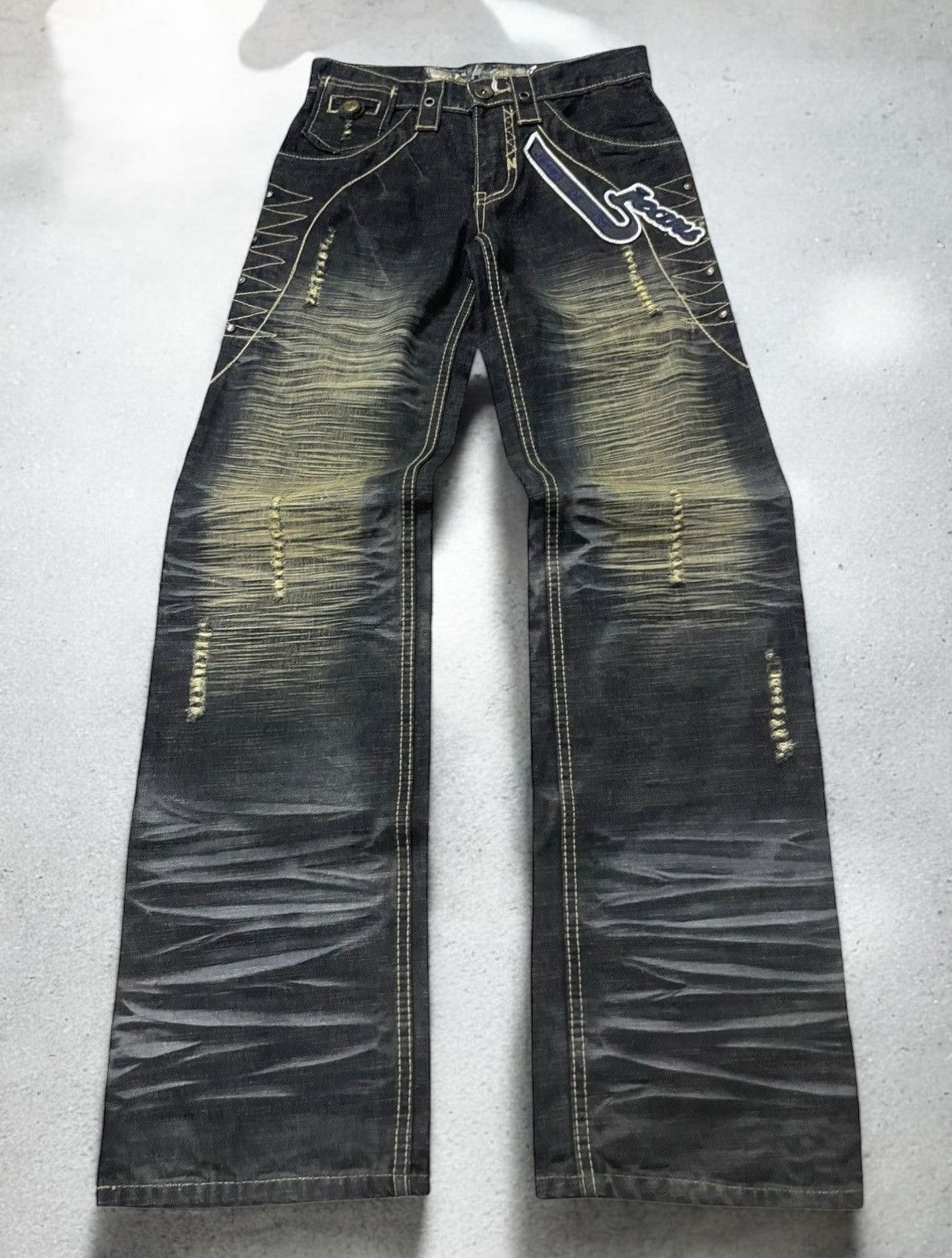 Japanese Brand Jeans De Art Mud Wash Whiskers Loose Jeans Size US 29 - 1 Thumbnail