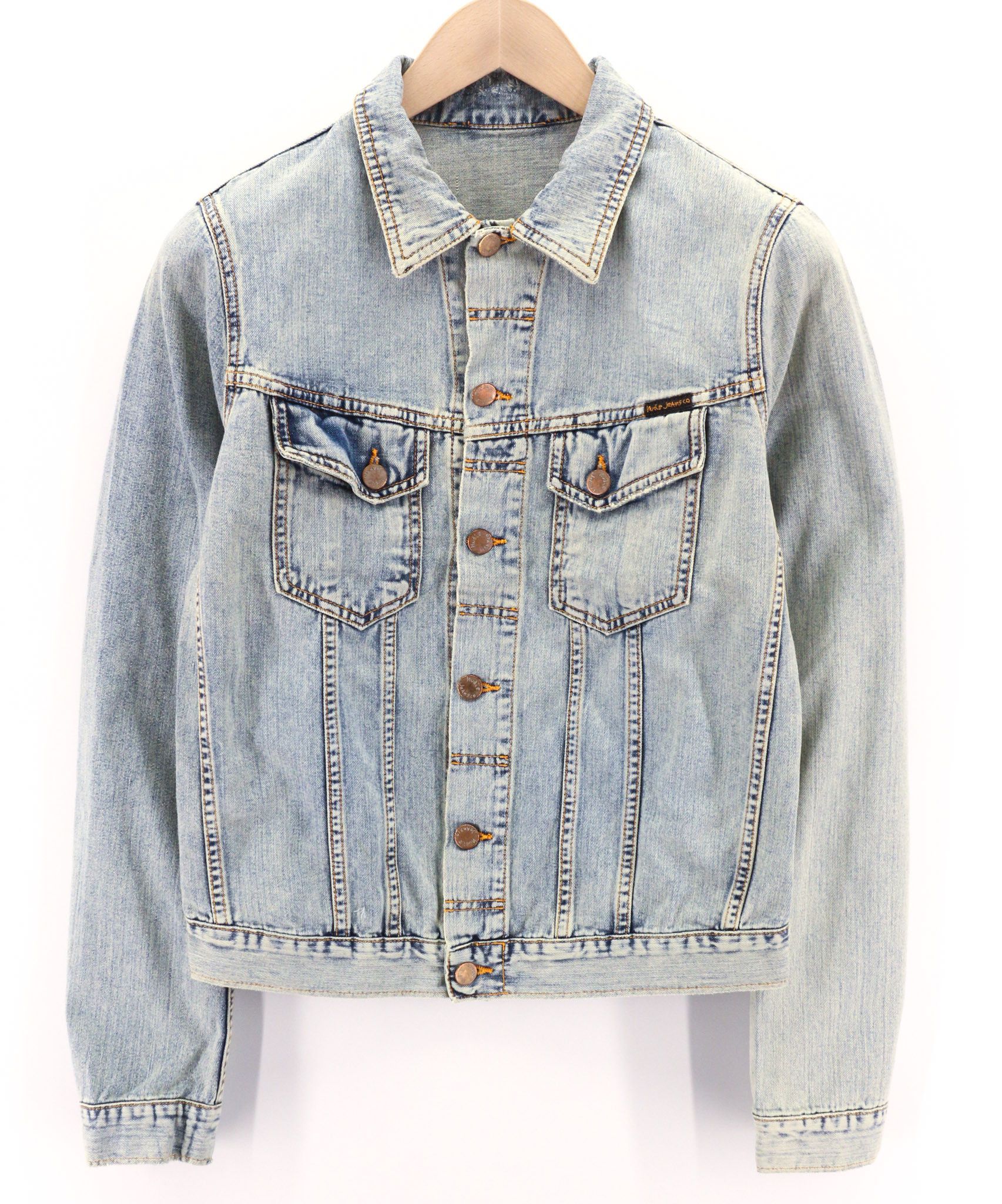 TERRY S Denim Bleach Blue Washed Logo Jacket 80757