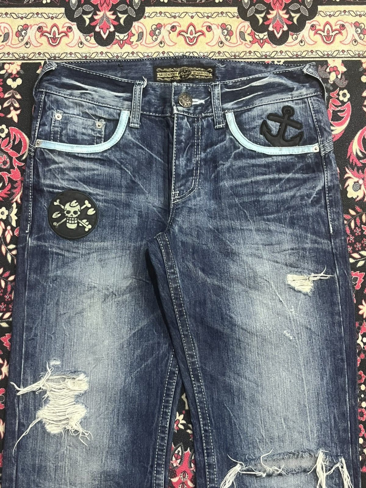 Bounty Hunter Studio RP “One Piece Luffy & Nakama” Blue Thunder Rip Jeans Size US 30 / EU 46 - 4 Thumbnail