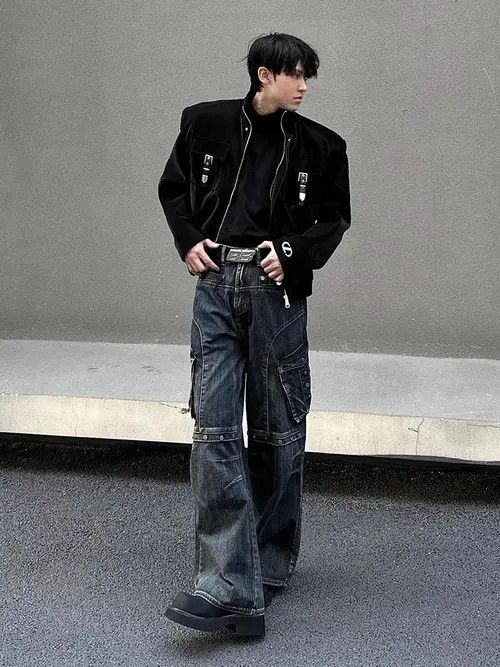VIBE Cargo Studded Pocket Baggy Jeans Size US 29 - 7 Thumbnail