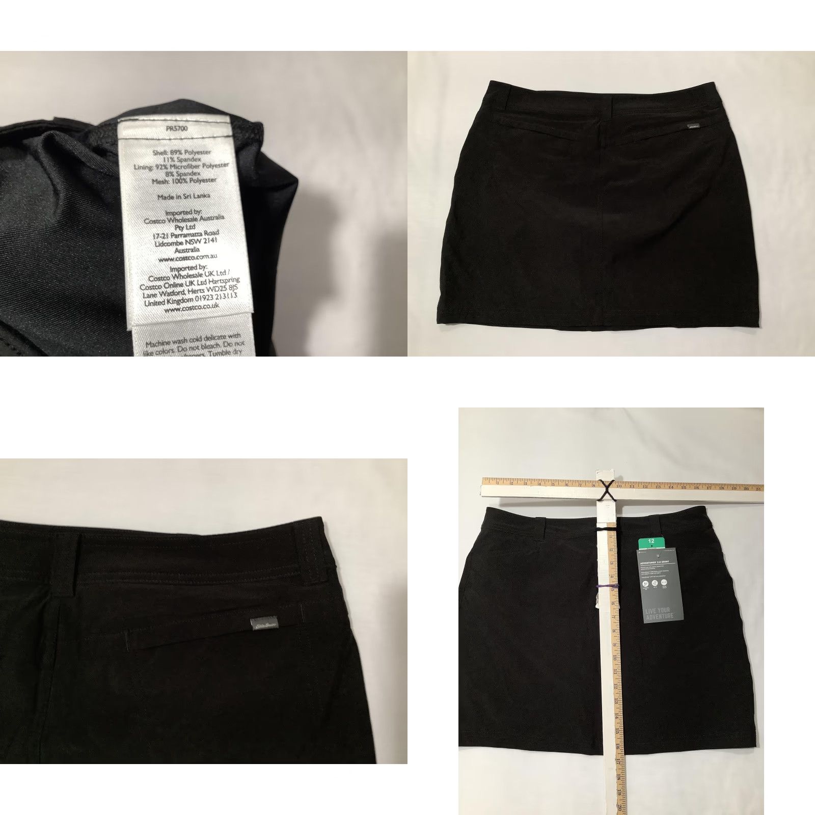 Eddie Bauer Eddie Bauer Adventurer 2.0 Skort Womens 12 Black UPF 50+ Stretch Hiking Outdoor Skirt Short Athletic Casual Travel Mens Womens Girls Boy? Size ONE SIZE - 8 Thumbnail