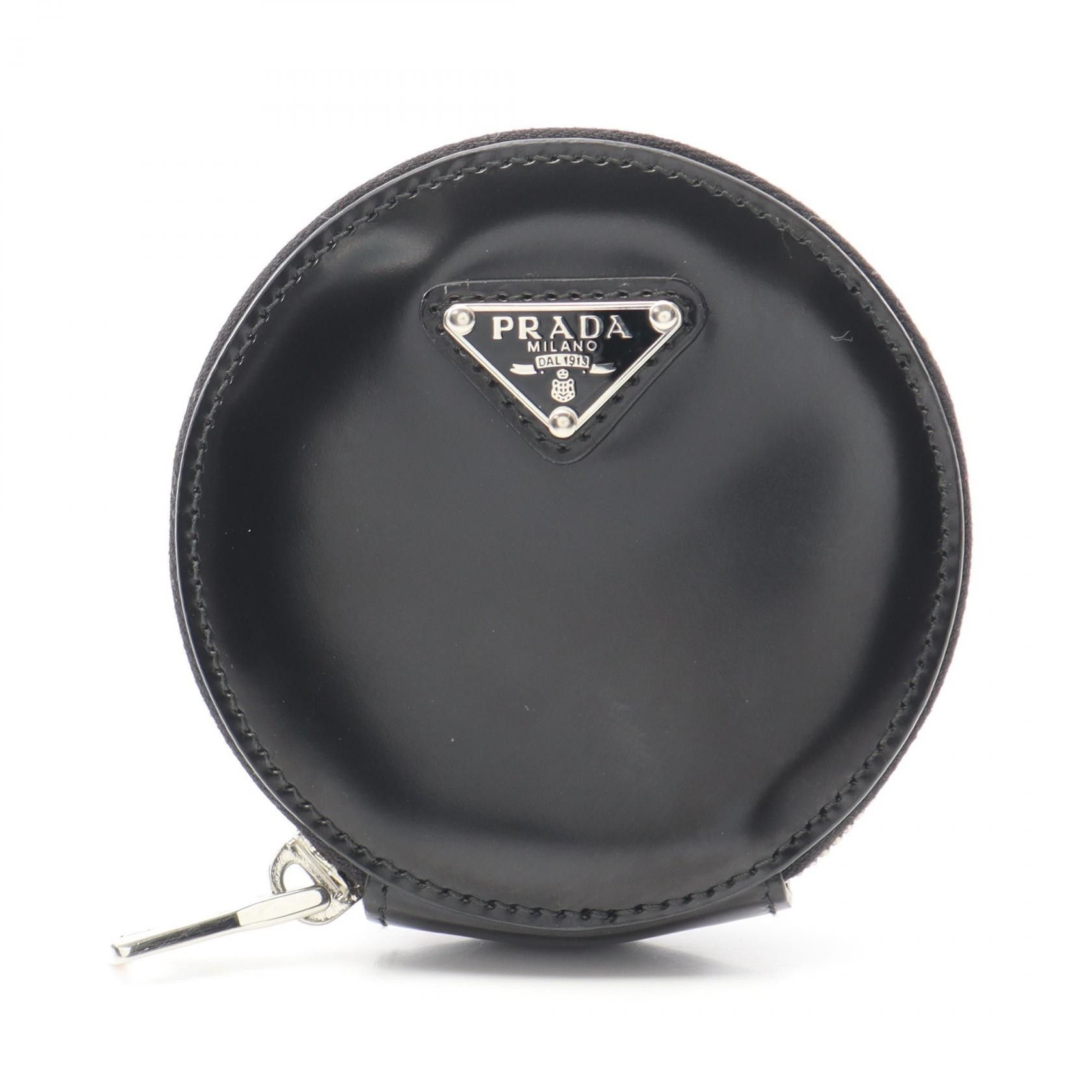 Prada Prada Round Mini Pouch Leather Pouch Leather Vanity Bag 1TL431