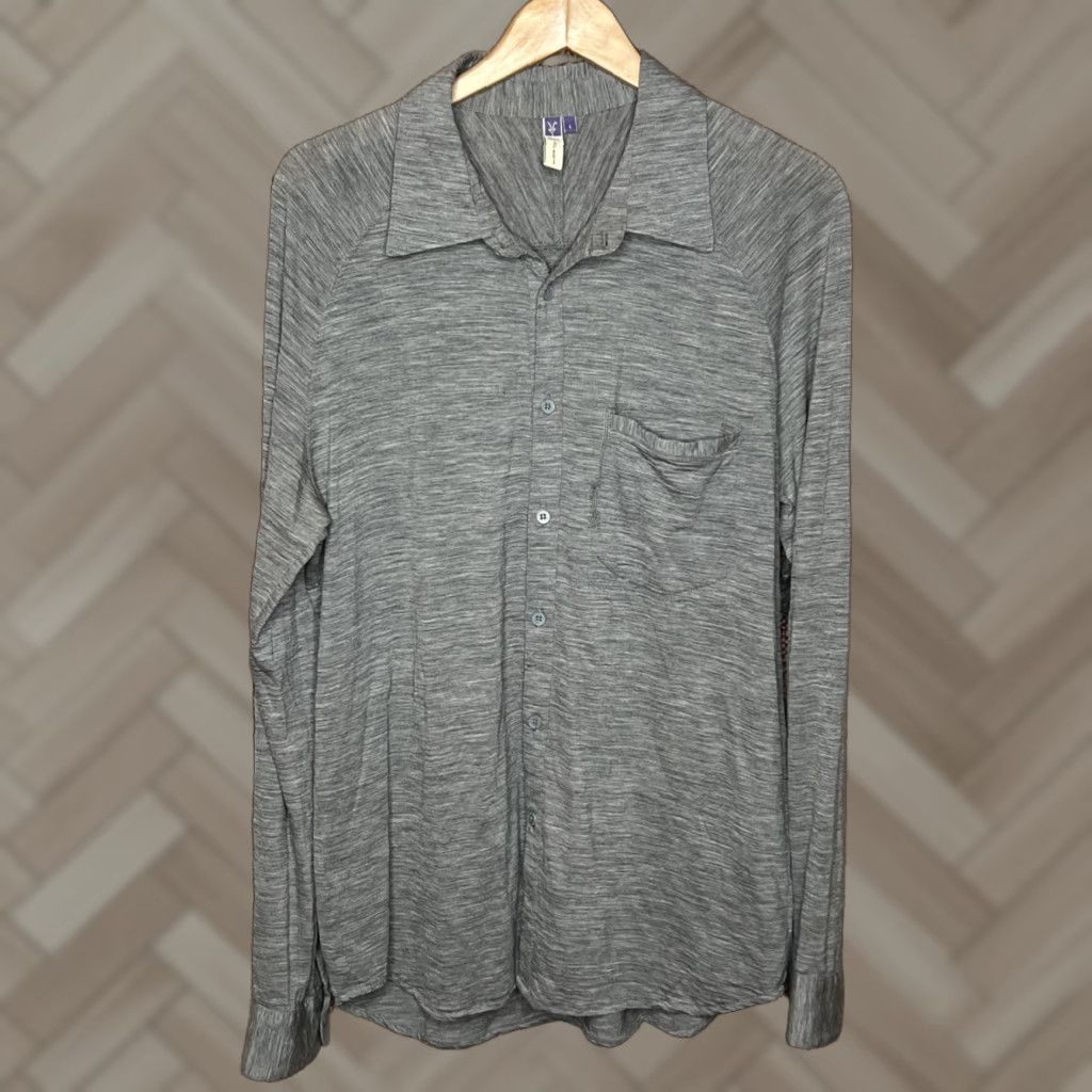 Vintage ibex Men's Shirt Heather Gray 100% Merino Wool Button Up Long Sleeve USA Size L Size US L / EU 52-54 / 3 - 1 Thumbnail