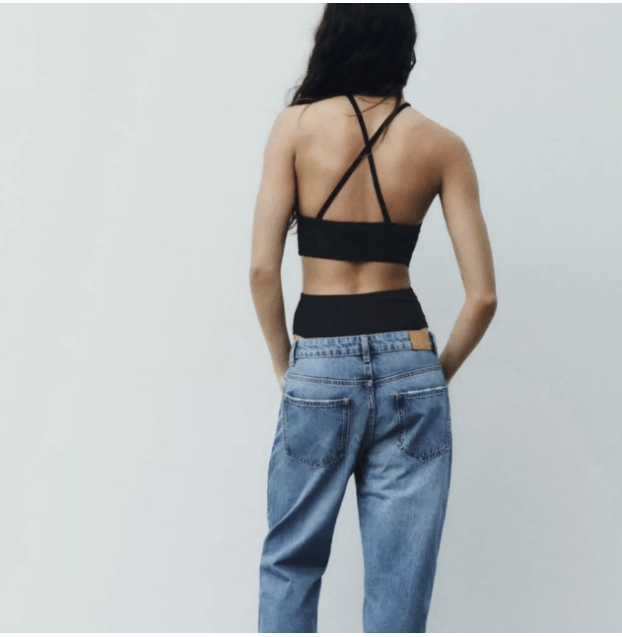 Zara Zara Rib Cutout Y2K Halter Bodysuit Black ( S ) Size S / US 4 / IT 40 - 2 Thumbnail