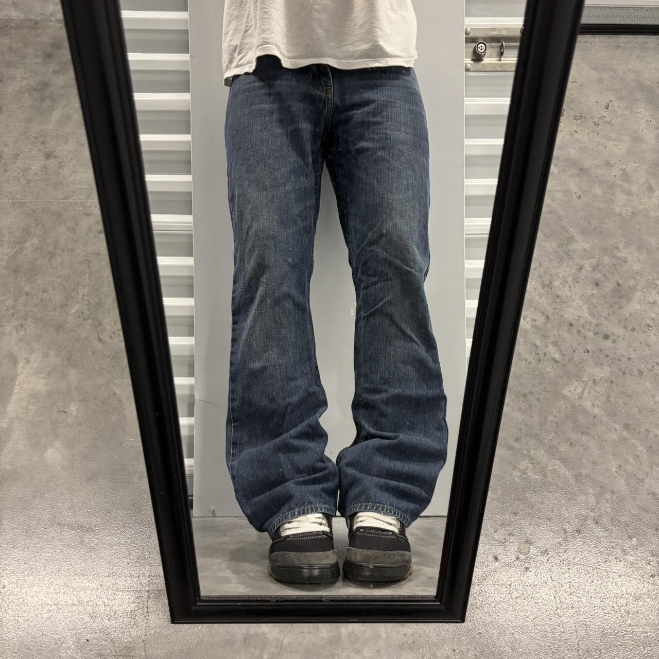 Japanese Brand × Vintage Crazy Vintage Y2K/2000s Grunge Dark Wash Bootcut Denim Jeans! Size US 31 - 1 Thumbnail