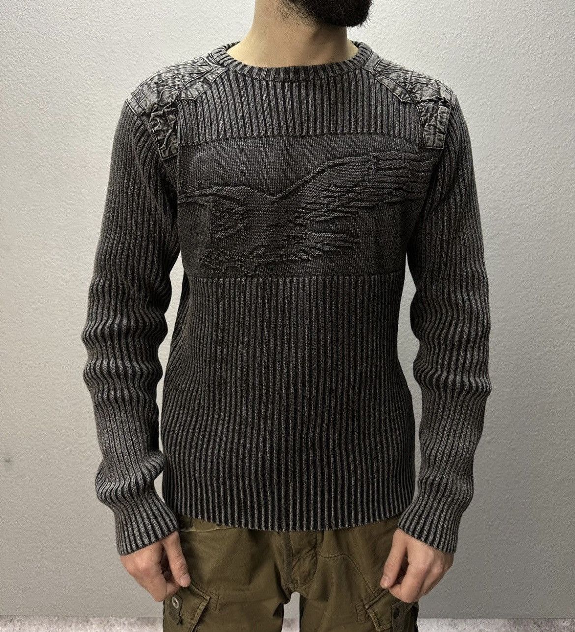 Vintage Avant Garde Style Striped Sweater Faded Y2K knitted