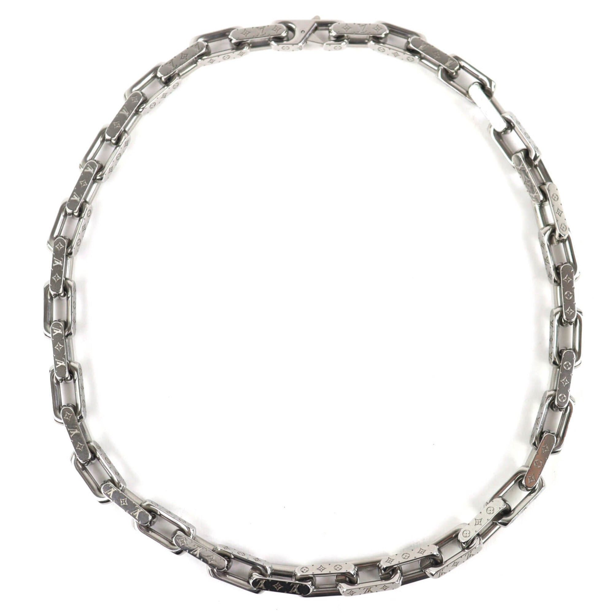 Louis Vuitton LOUIS VUITTON (Louis Vuitton) 2025 model M00307 Collier Chain Monogram Necklace, approximately 54.5cm in length, silver, with dust bag, made Italy, recommended for men. Size ONE SIZE - 1 Thumbnail