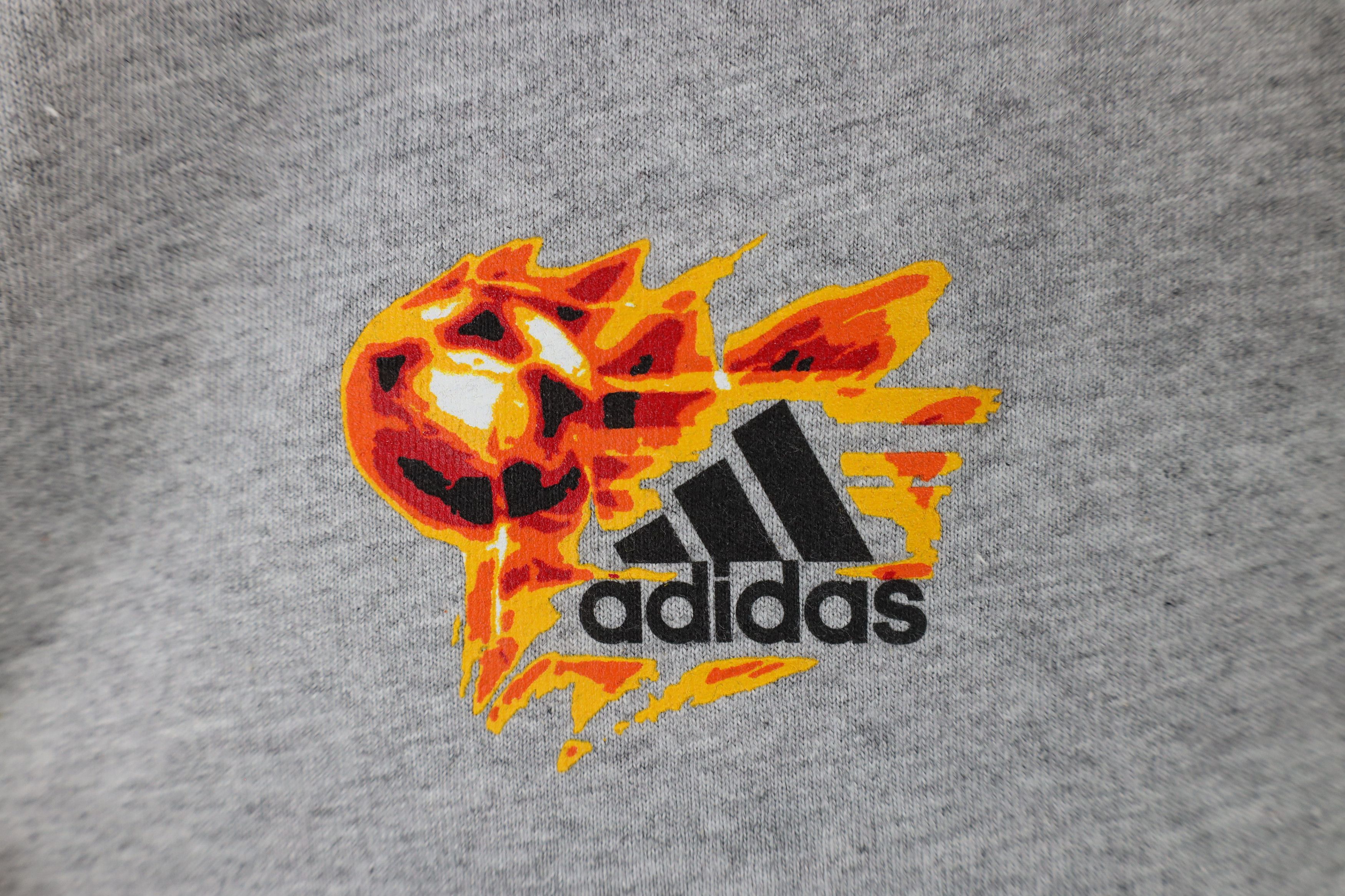 Adidas × Vintage Vintage 90s Adidas Soccer Fire Flames Long Sleeve T-Shirt Size US XXL / EU 58 / 5 - 5 Thumbnail
