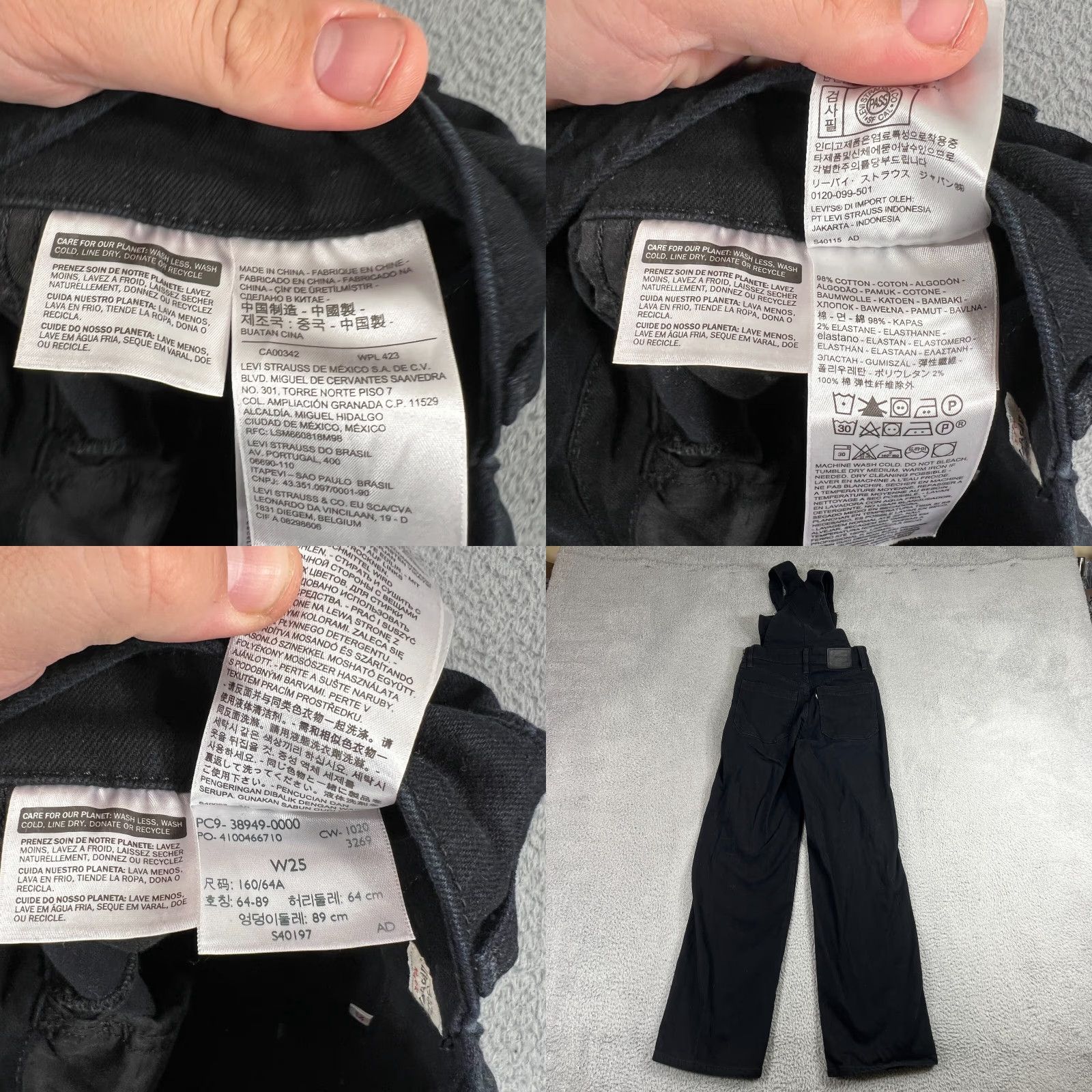 Levi's VINTAGE Levi's Black Denim Overalls High Waist Side Zipper Size 25 Womens Size 42" / US 20 - 8 Thumbnail
