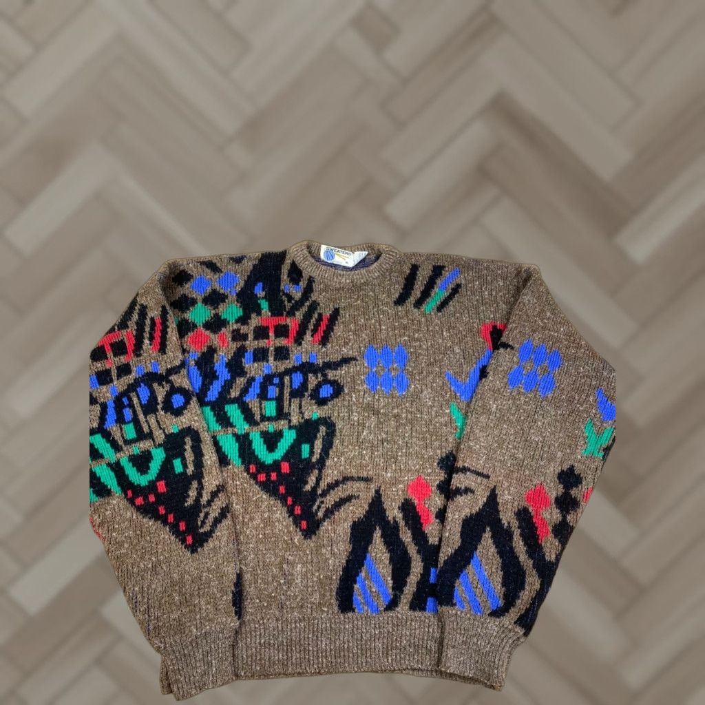 Vintage VINTAGE Sweaters Mens XL Brown Abstract Geometric 90s Crew Neck Knit Pullover Casual Shirt? Size US XL / EU 56 / 4 - 1 Thumbnail