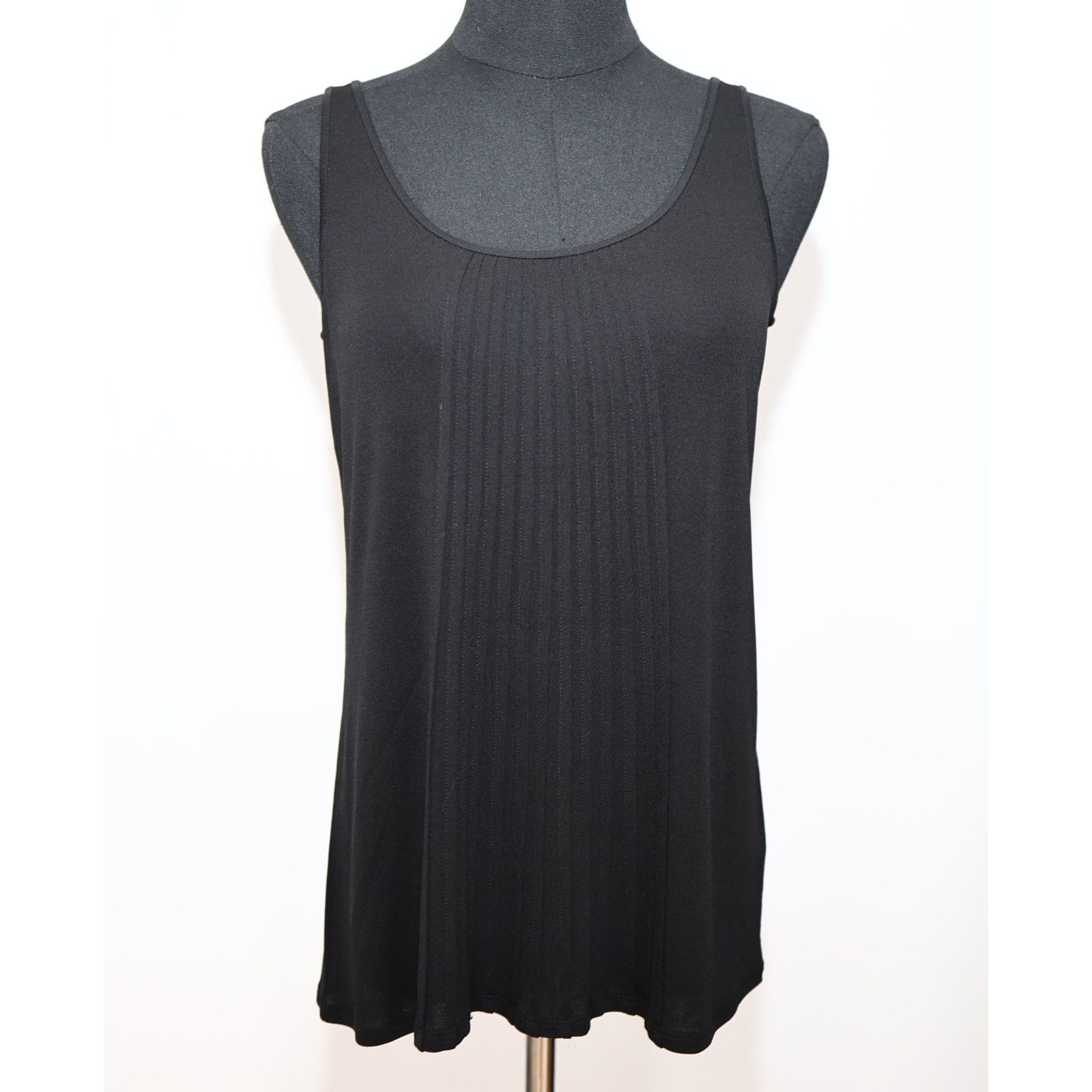 Eileen Fisher EILEEN FISHER Silk Crepe Pleated Black Tank Top Size PP Size XS / US 0-2 / IT 36-38 - 2 Thumbnail