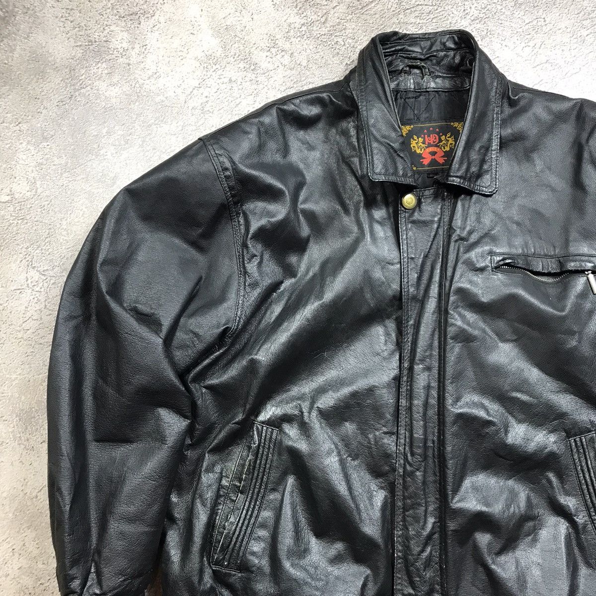 Genuine Leather Vintage 90s Faded Black Bomber Jacket Streetwear Japan L Size US L / EU 52-54 / 3 - 2 Thumbnail
