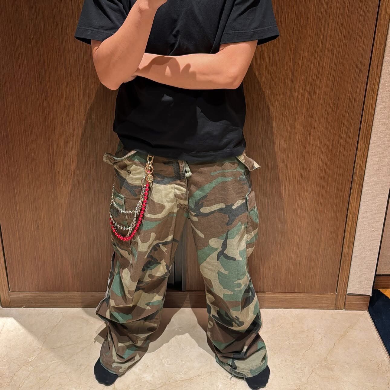 vintage original 107 camouflage bondage baggy cargo pants