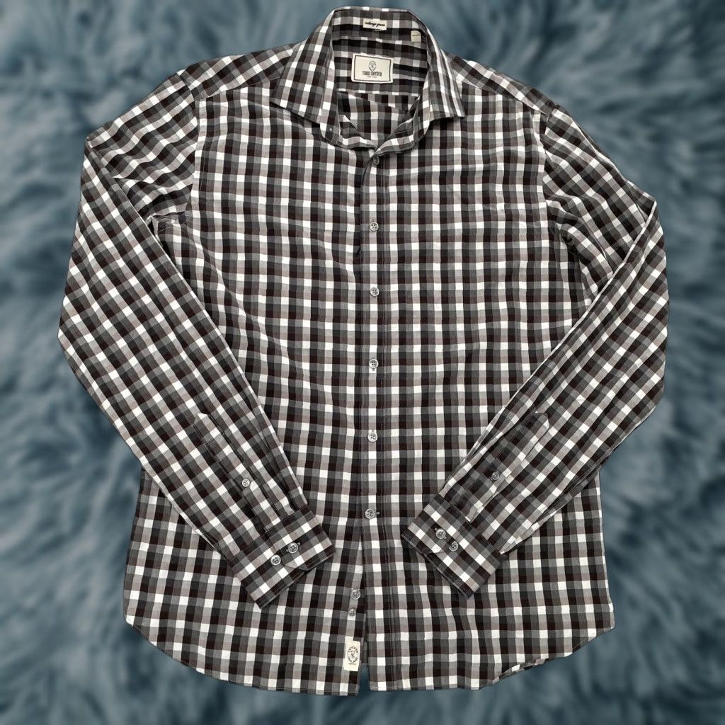 VINTAGE Todd Snyder Check Shirt Long Sleeve Button Up Mens Adult Size 16 Black Casual
