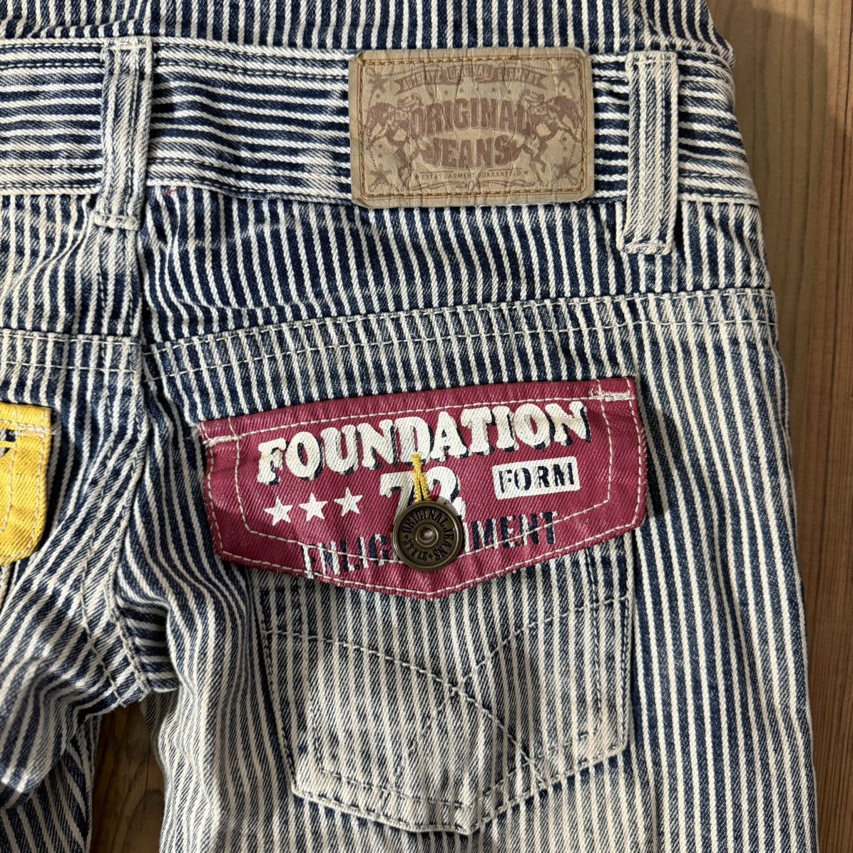 Japanese Brand × Vintage Japanese Vintage Striped Distressed Denim Jumpsuit (M) Size US 30 / EU 46 - 8 Thumbnail