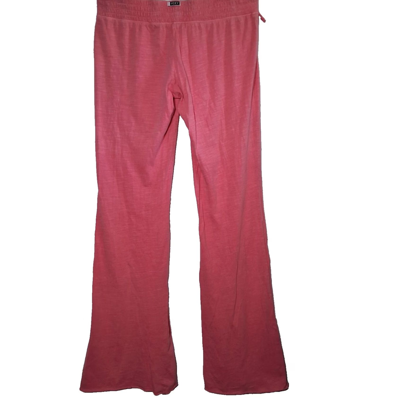 Vintage ROXY Estilo Pants M Pink Burnout Knit Bootcut Lace Up Athleisure Y2K Low Rise Womens Grow? Size 32" / US 10 / IT 46 - 2 Thumbnail