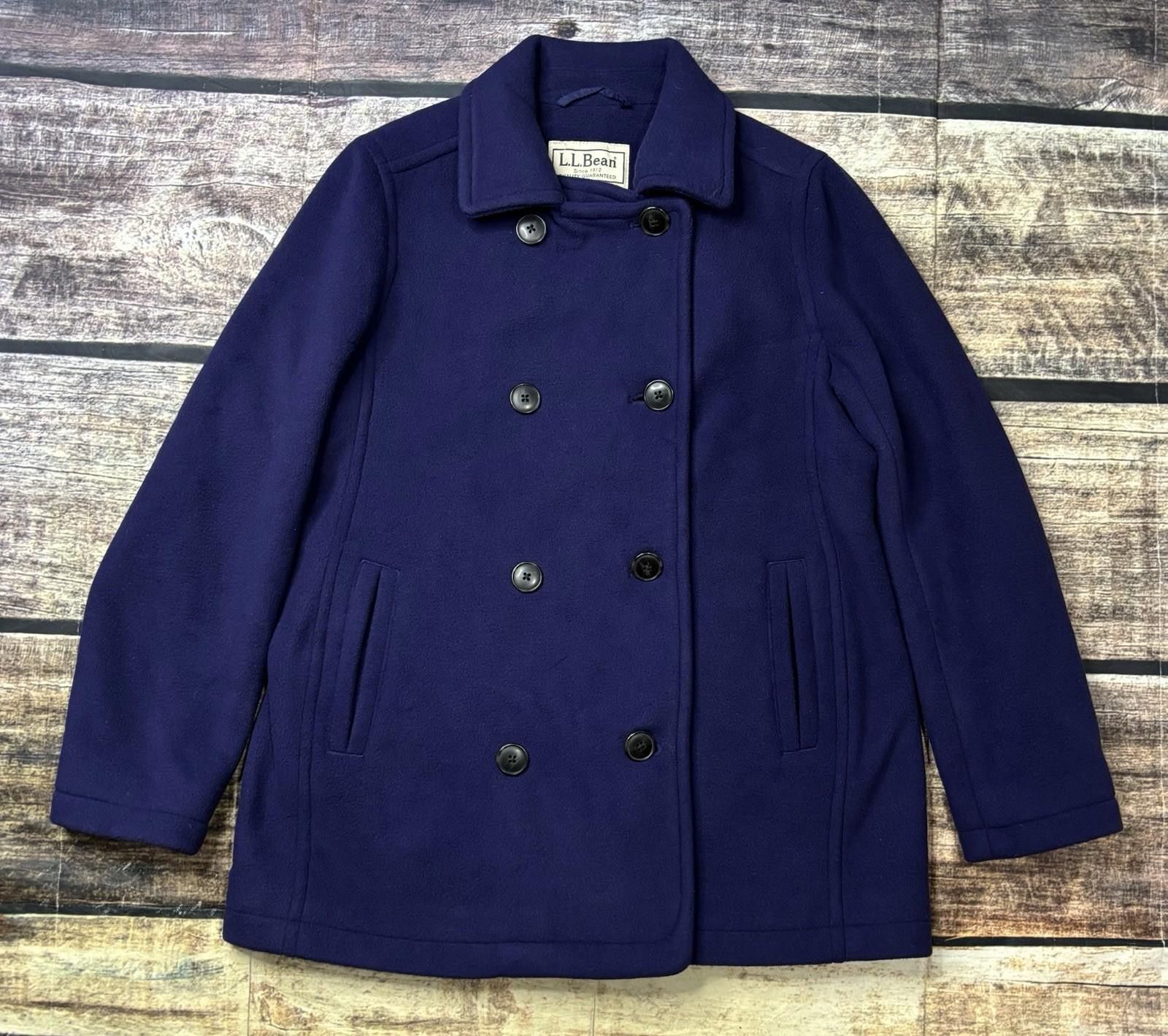L.L. Bean LL Bean Pea Coat Womens Small Petite Fleece Double Breasted Size S / US 4 / IT 40 - 1 Thumbnail