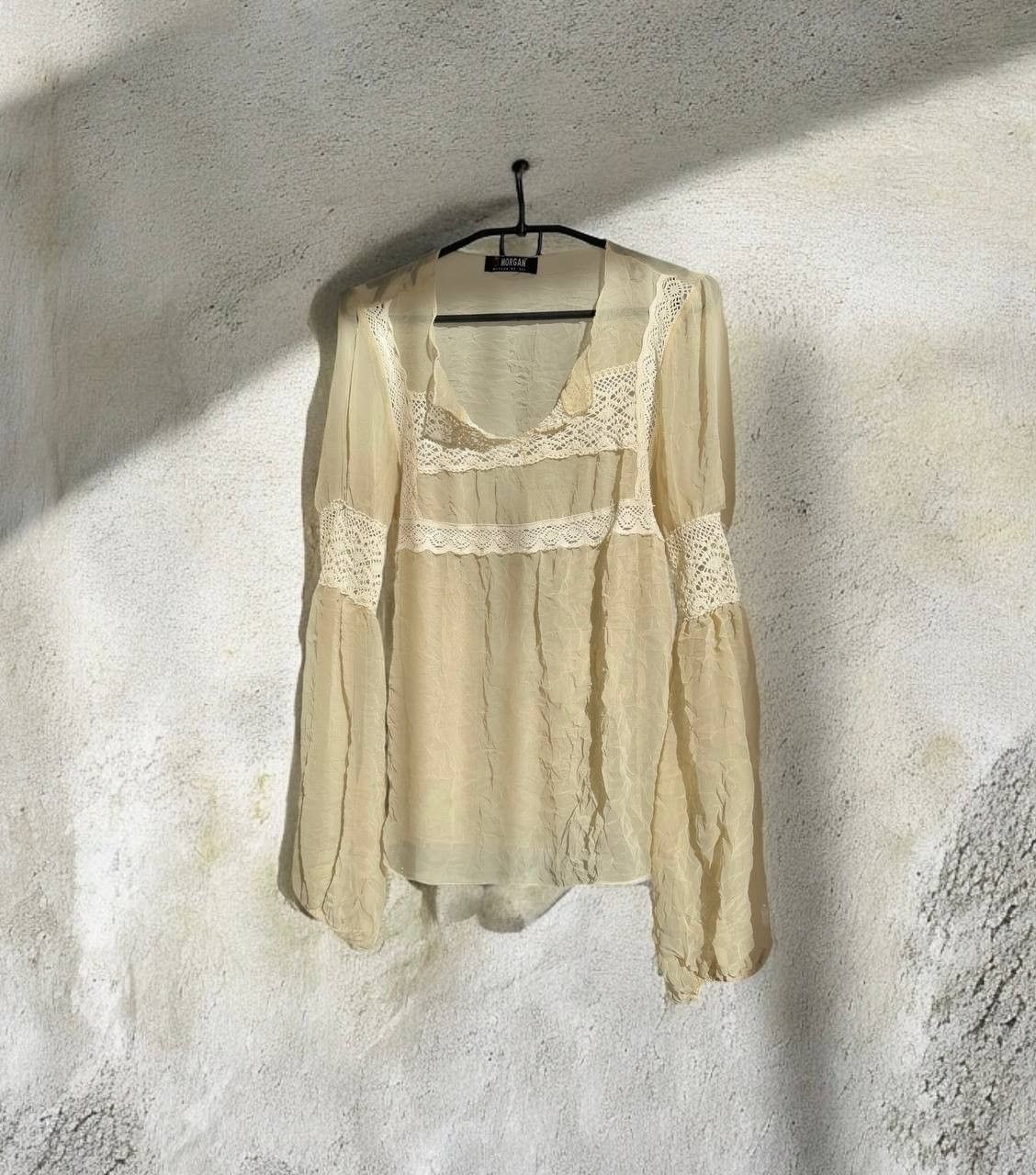 Hysteric Glamour × Japanese Brand × Vintage Morgan de Toi Vintage Silk Sheer Long Sleeve Blouse Size M / US 6-8 / IT 42-44 - 1 Thumbnail