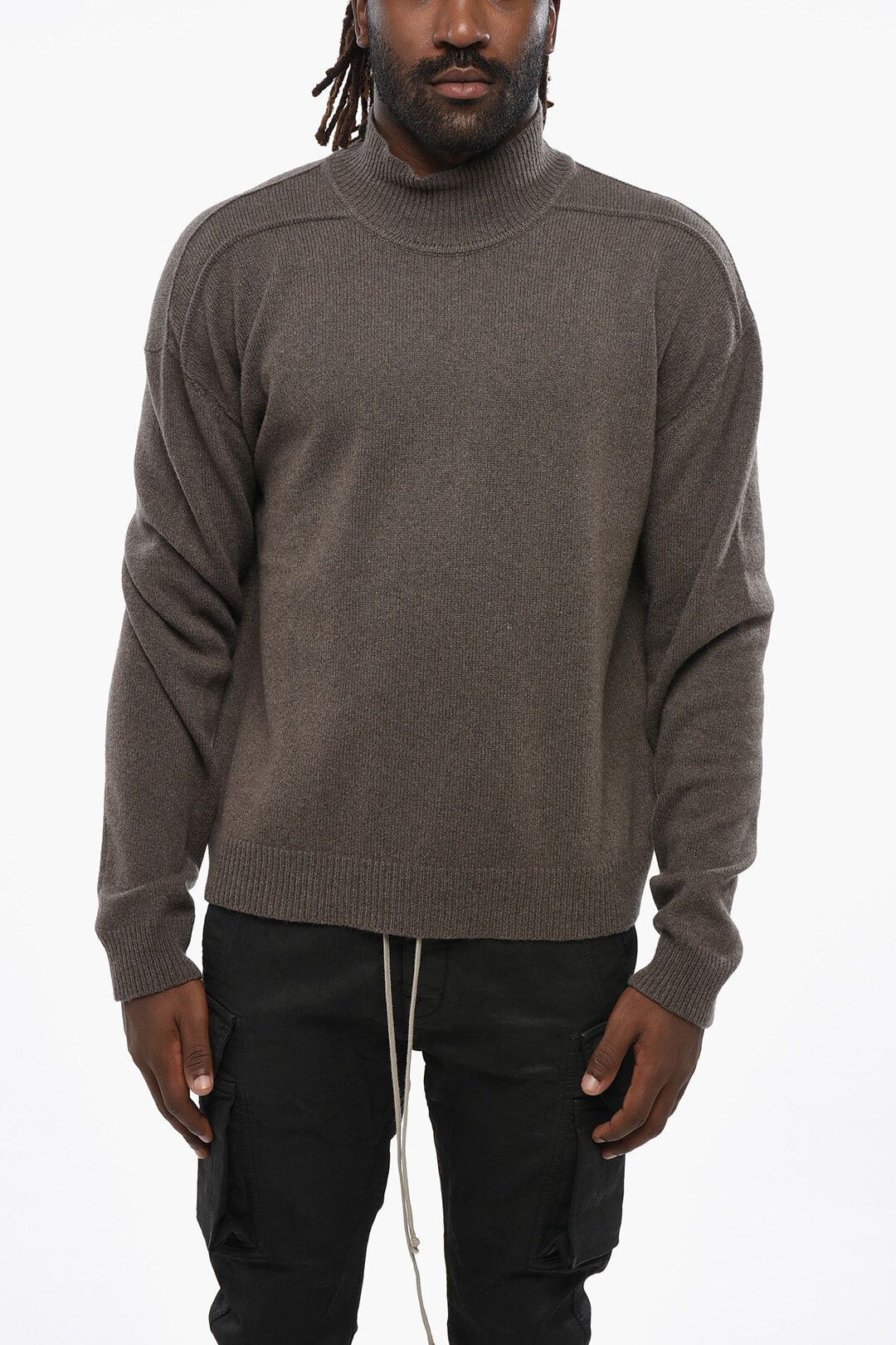 Rick Owens og1mm1025 Turtleneck Sweater in Dark Beige Size US S / EU 44-46 / 1 - 1 Thumbnail