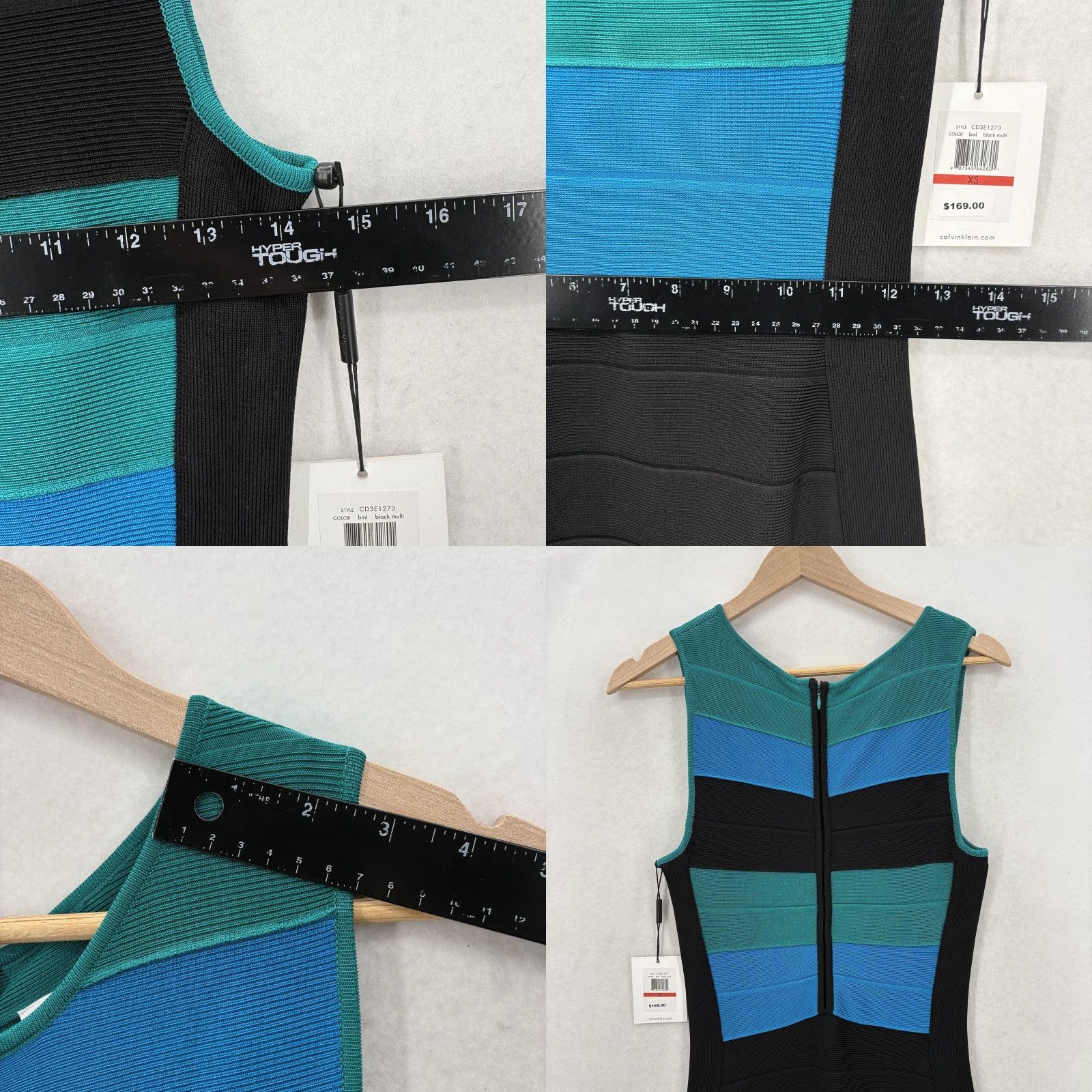 Calvin Klein Calvin Klein Dress Womens XS Black Multi Striped Sleeveless Bodycon Sheath Knit Size XS / US 0-2 / IT 36-38 - 8 Thumbnail