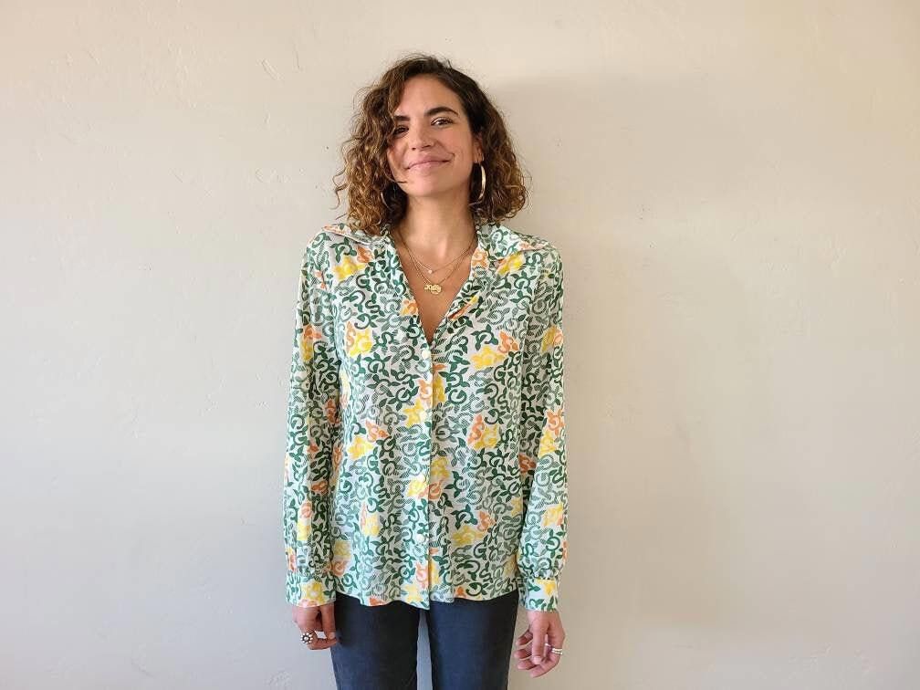 Designer Vintage 70's Girl Scout leader button up Shirt Blouse Size M / US 6-8 / IT 42-44 - 1 Thumbnail